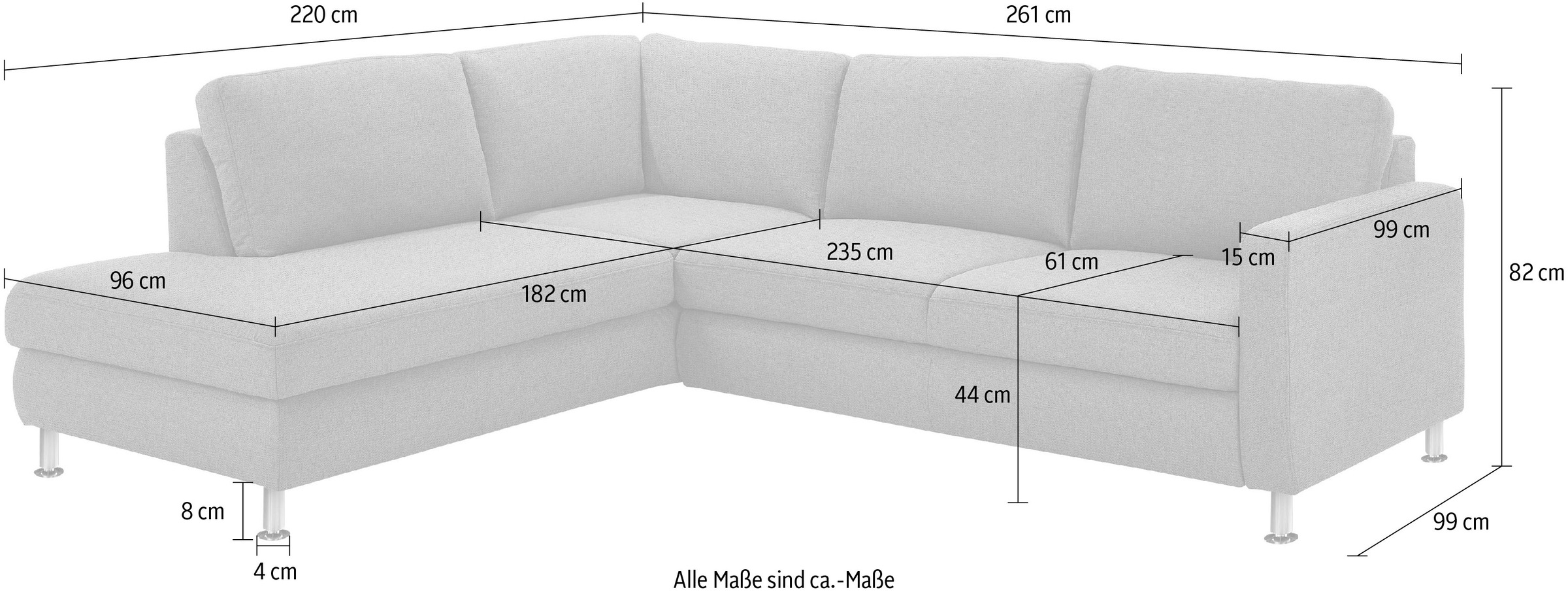 Die PlanBar Ecksofa »MP-IN19027 L-Form«, wahlweise mit Bettfunktion, mit Kaltschaum