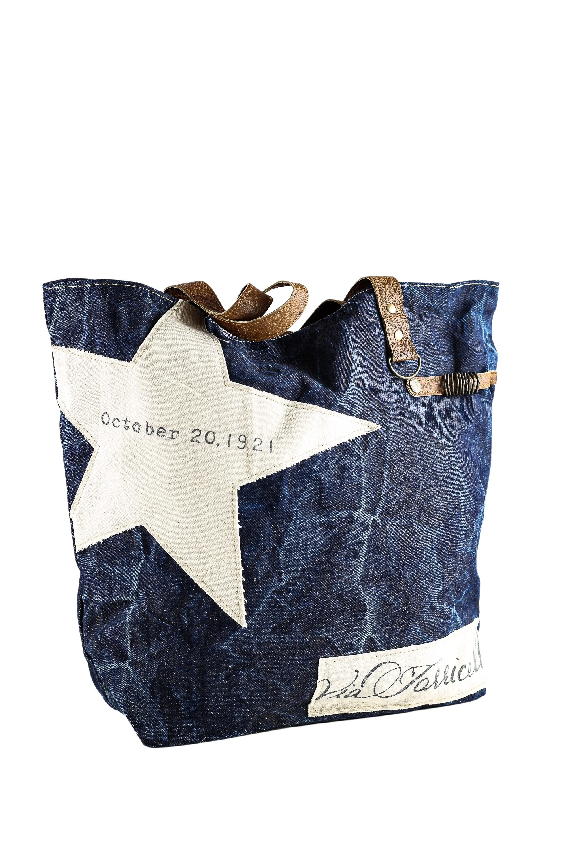 COLLEZIONE ALESSANDRO Schultertasche »Jeans Stern«, aus Jeansstoff mit Leder Henkel