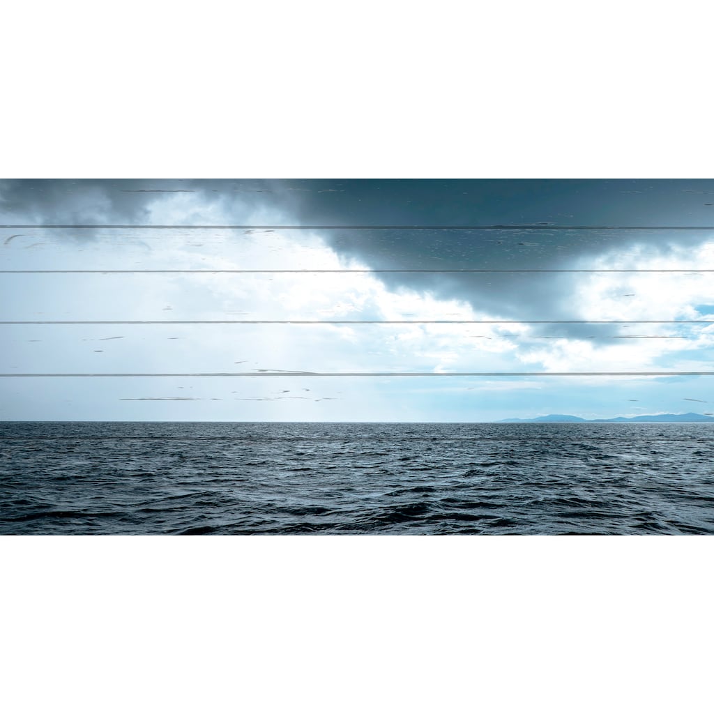 Wohnen Wohnaccessoires queence Holzbild »Wellen und Wolken«, 40x80 cm 