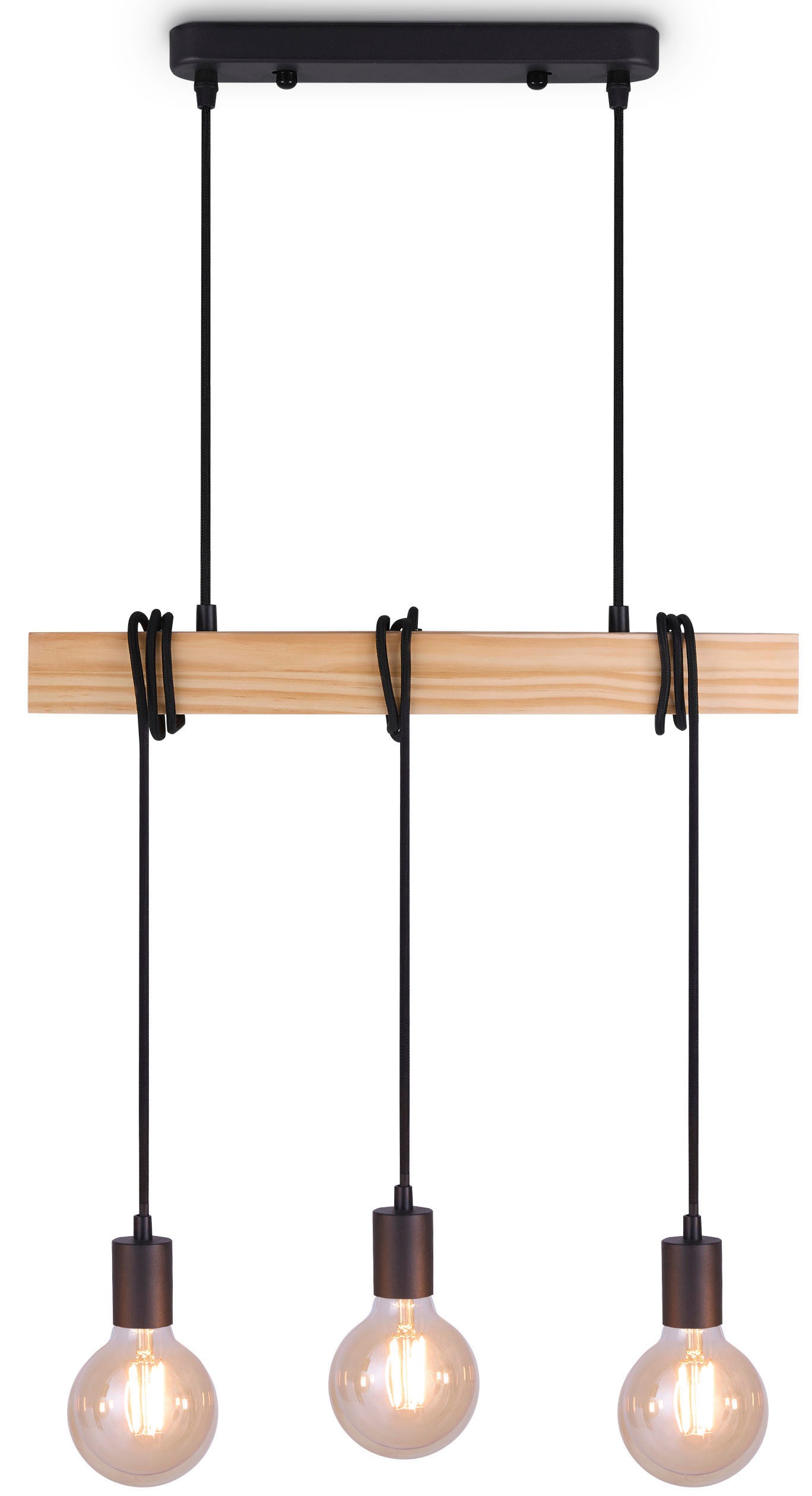 Paco Home Pendelleuchte »SINA«, Leuchtmittel E27 | ohne Leuchtmittel, LED Pendellampe Hängeleuchte Wohnzimmer Esszimmer Vintage Holz 3x E27