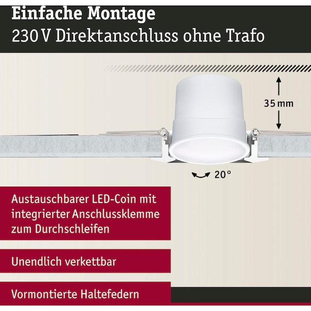 Paulmann LED Einbauleuchte »Base 3x420lm 230V Schwarz matt«, 3  flammig-flammig, Zigbee Basisset | BAUR