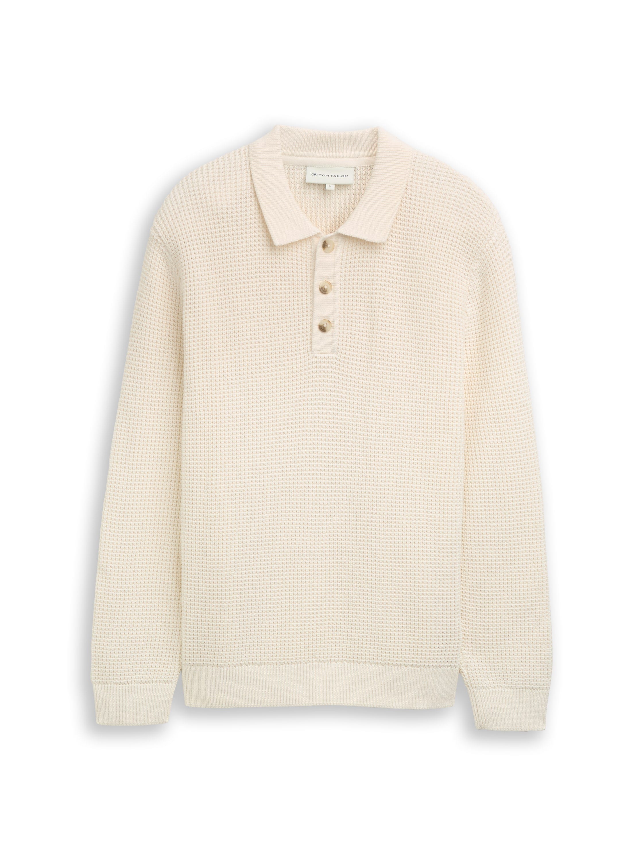 TOM TAILOR Strickpullover mit Polokragen und kurzer Knopfleiste