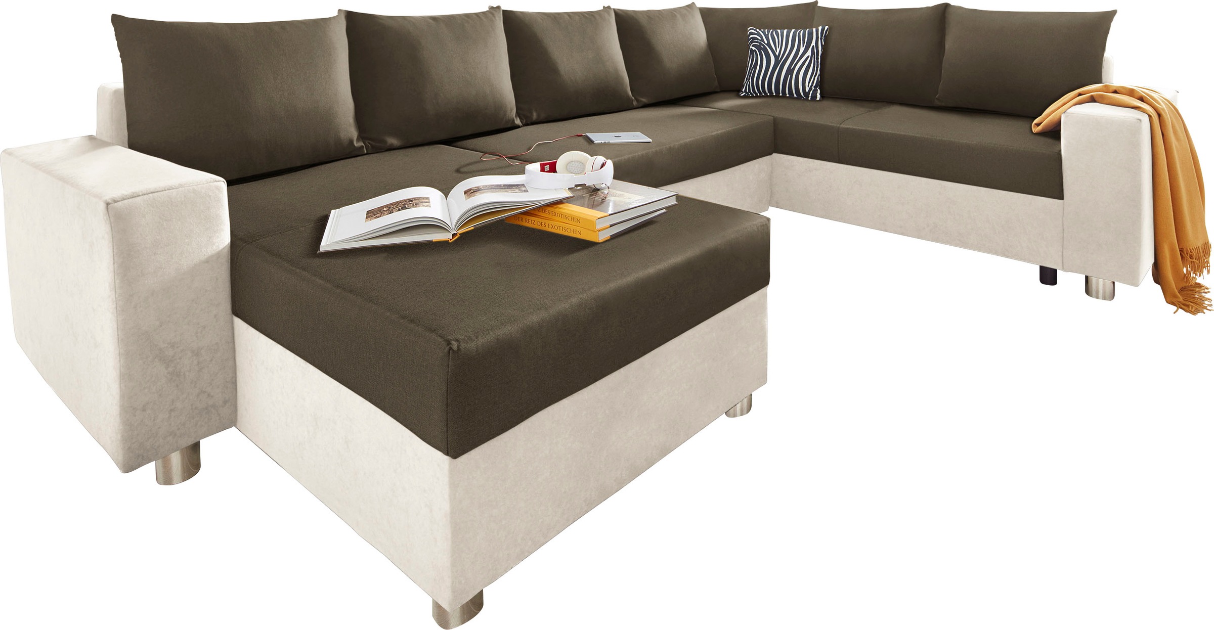 COLLECTION AB Wohnlandschaft »Paris U-Form«, mit Federkern, wahlweise mit Bettfunktion und Bettkasten