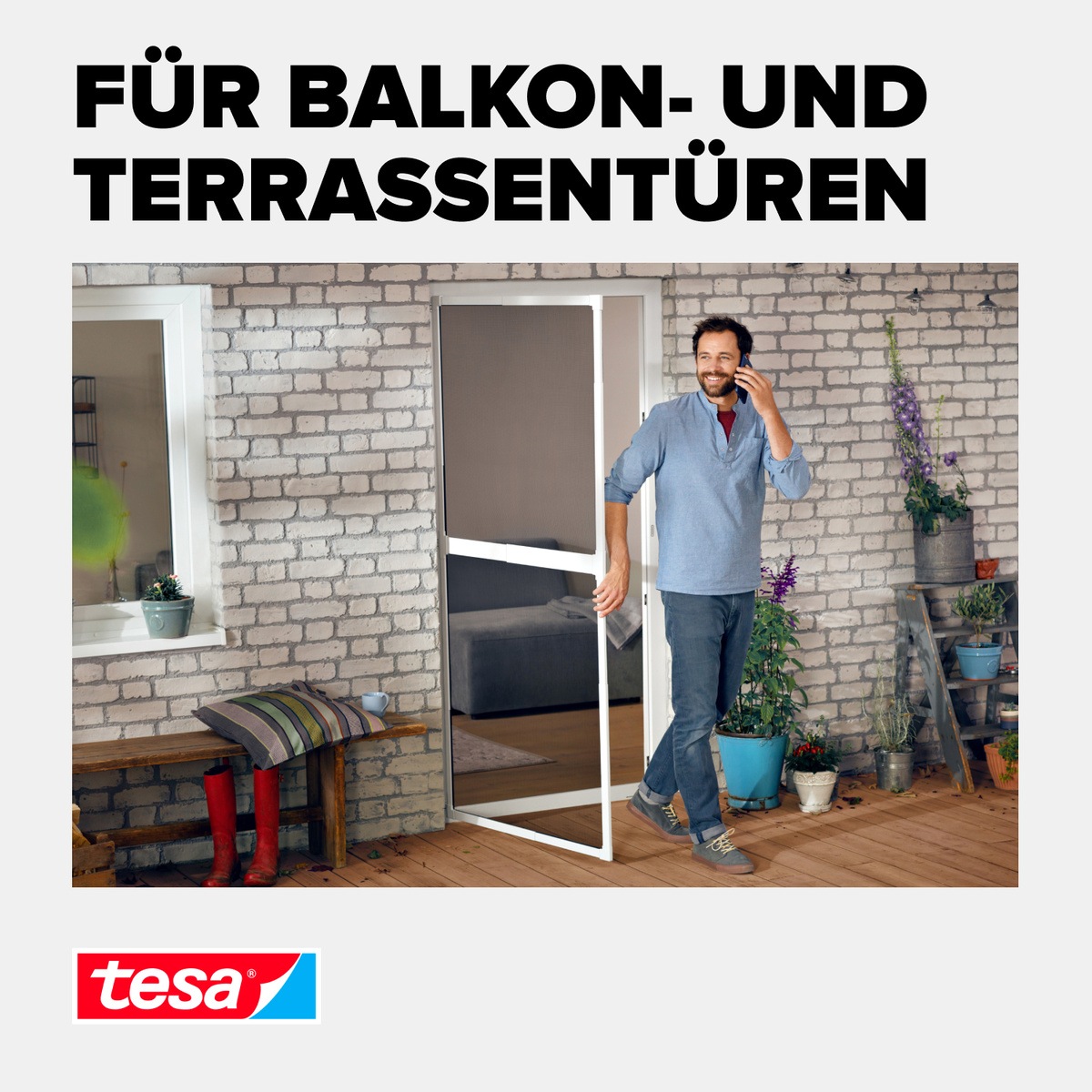 tesa Insektenschutz-Tür »Insect Stop Falt Adapter für Fliegengitter - Adapter-Set«, für Insektenschutz Balkontür / Terrassentür
