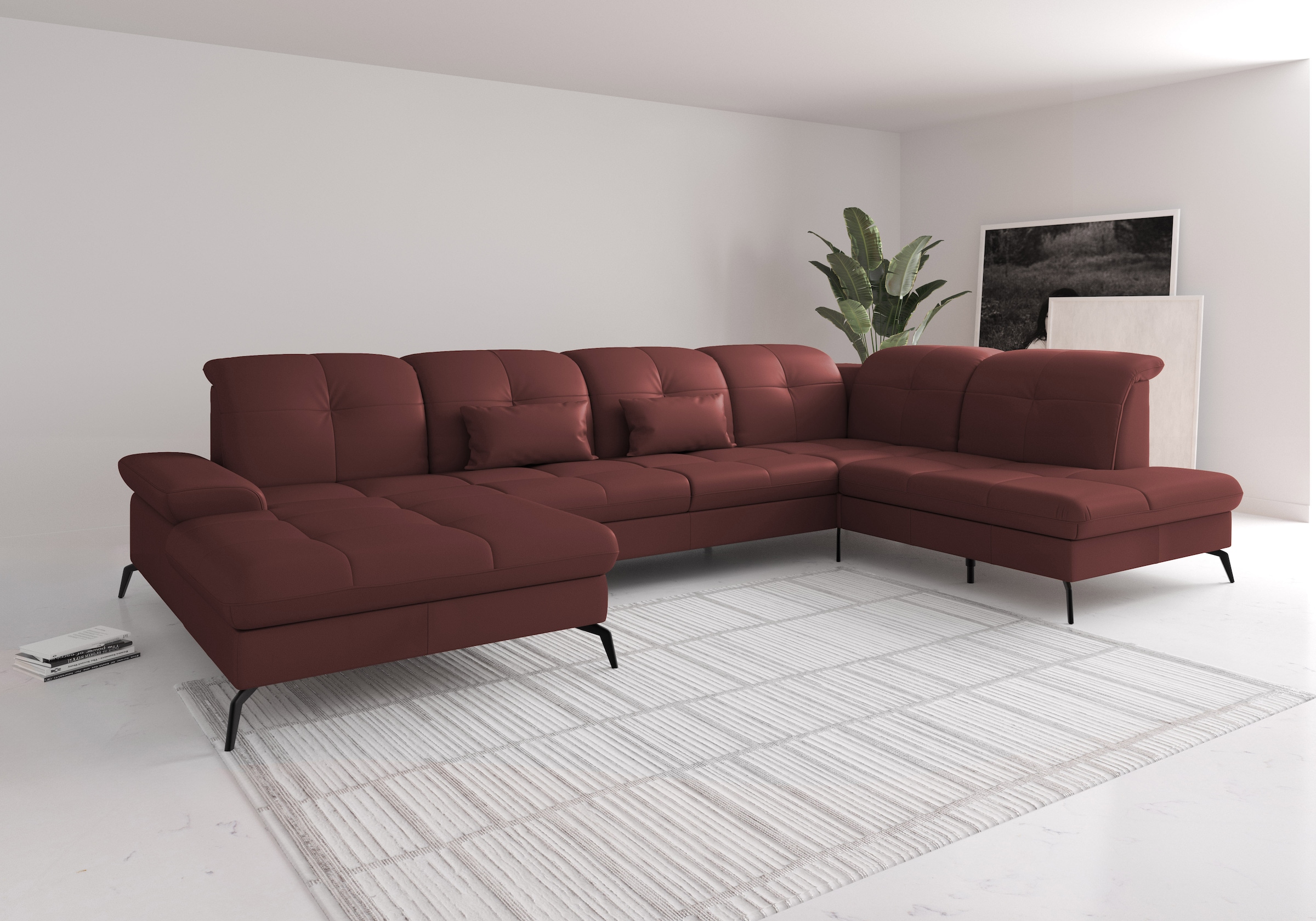 sit&more Wohnlandschaft "Amica, U-Form, inkl. Sitztiefenverstellung und Armteilverstellung" wahlweise mit Kopfteilverstellung, Schlaffunktion und Bettkasten