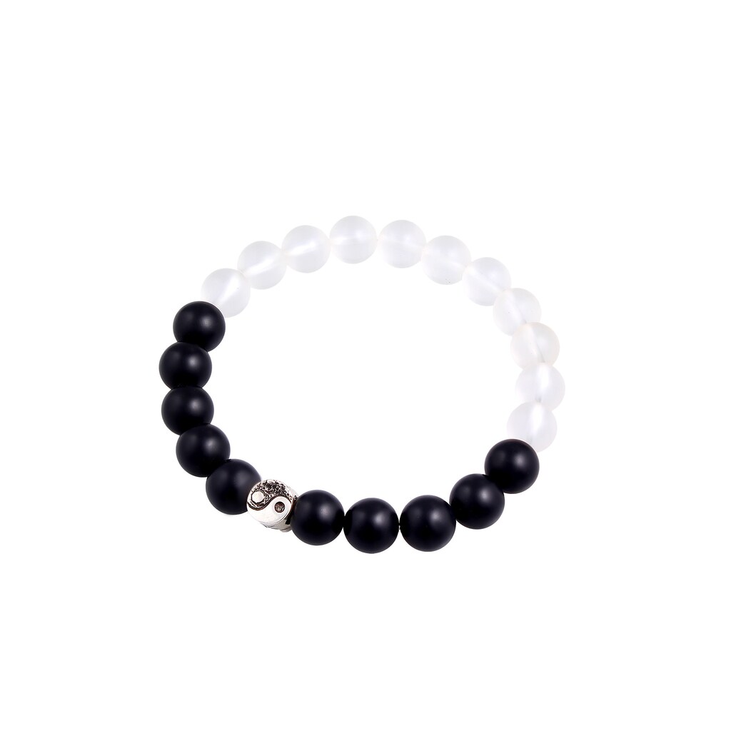 Kuzzoi Armband »Yin Yang Bead Onyx Kristall Perlen 925 Silber«