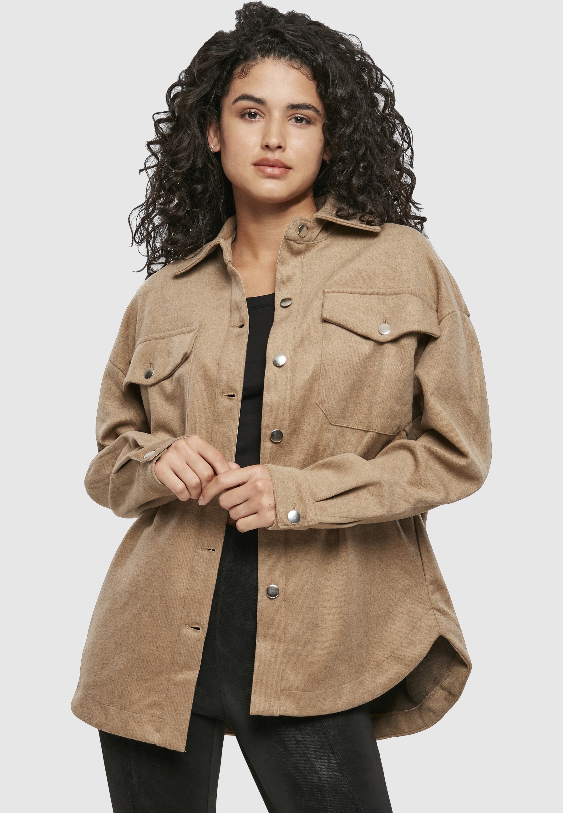 URBAN CLASSICS Kurzarmshirt »Urban Classics Damen Ladies Classic Overshirt« 1