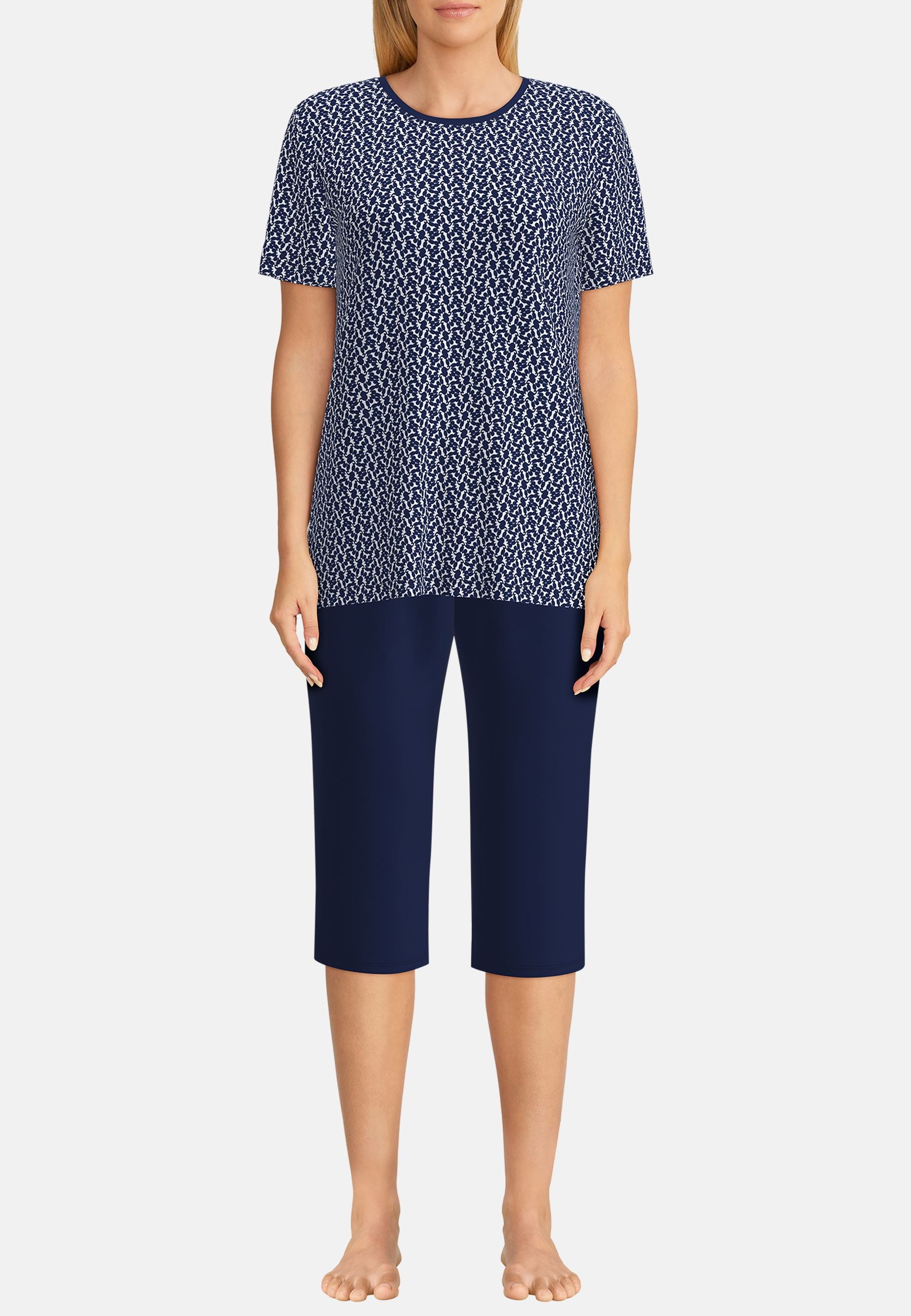 GÖTZBURG Capri-Pyjama »Galway«, (2 tlg.), Kurzarm, 3/4 lange Hose, Rundhalsausschnitt