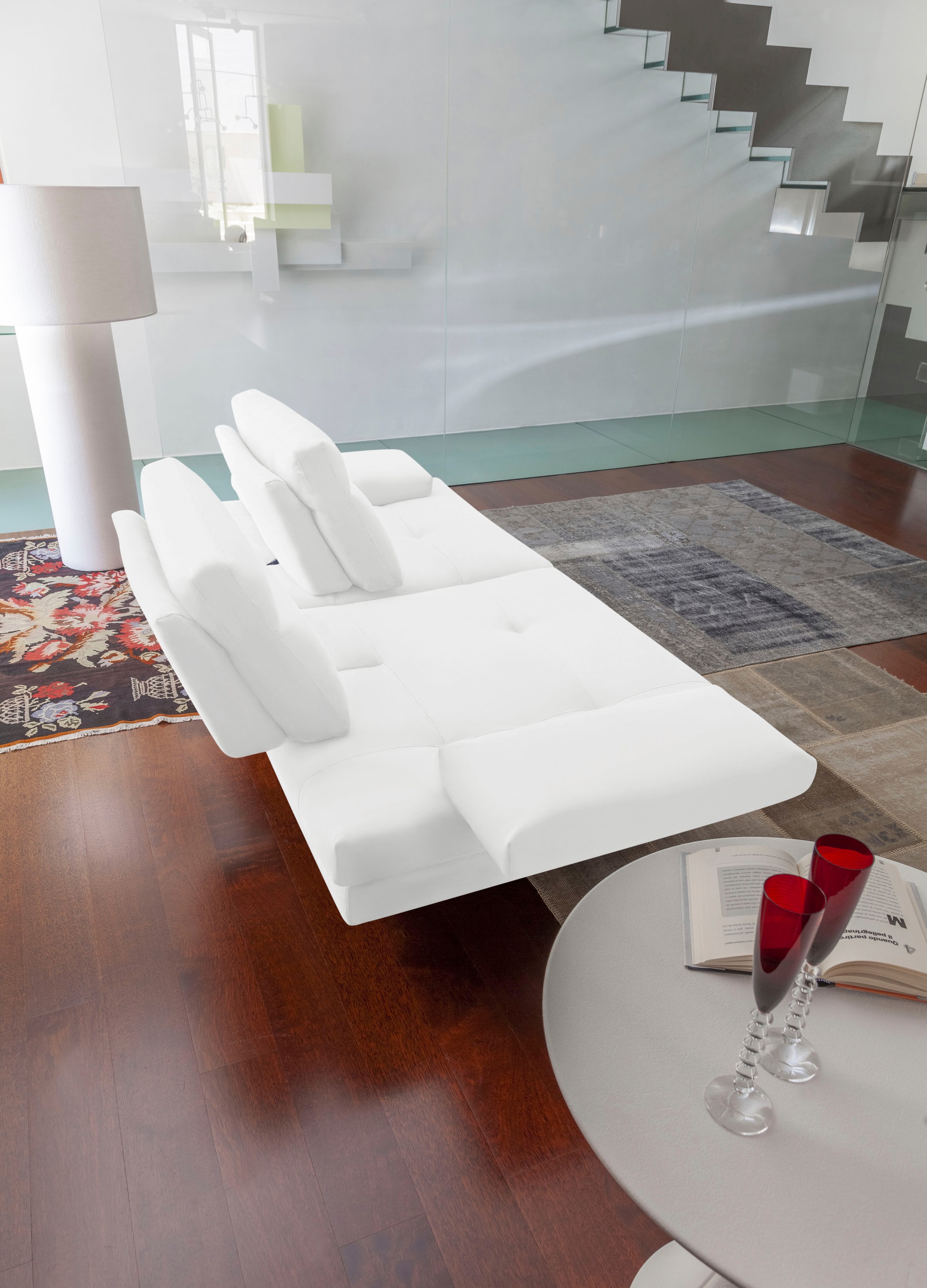 CALIA ITALIA 3,5-Sitzer »Toby Wing, italienisches Designsofa, super bequem, Megasofa«, inkl. Sitztiefenverstellung und Armteilfunktion, Füße in Schwarz matt