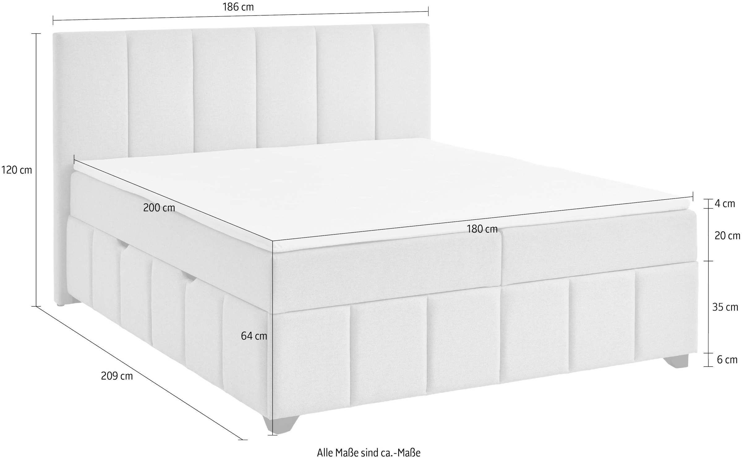 Home affaire Boxbett »Bellah inkl. Bettkasten, erhältlich in der Breite 180x200cm« inkl. PU-Schaum-Topper