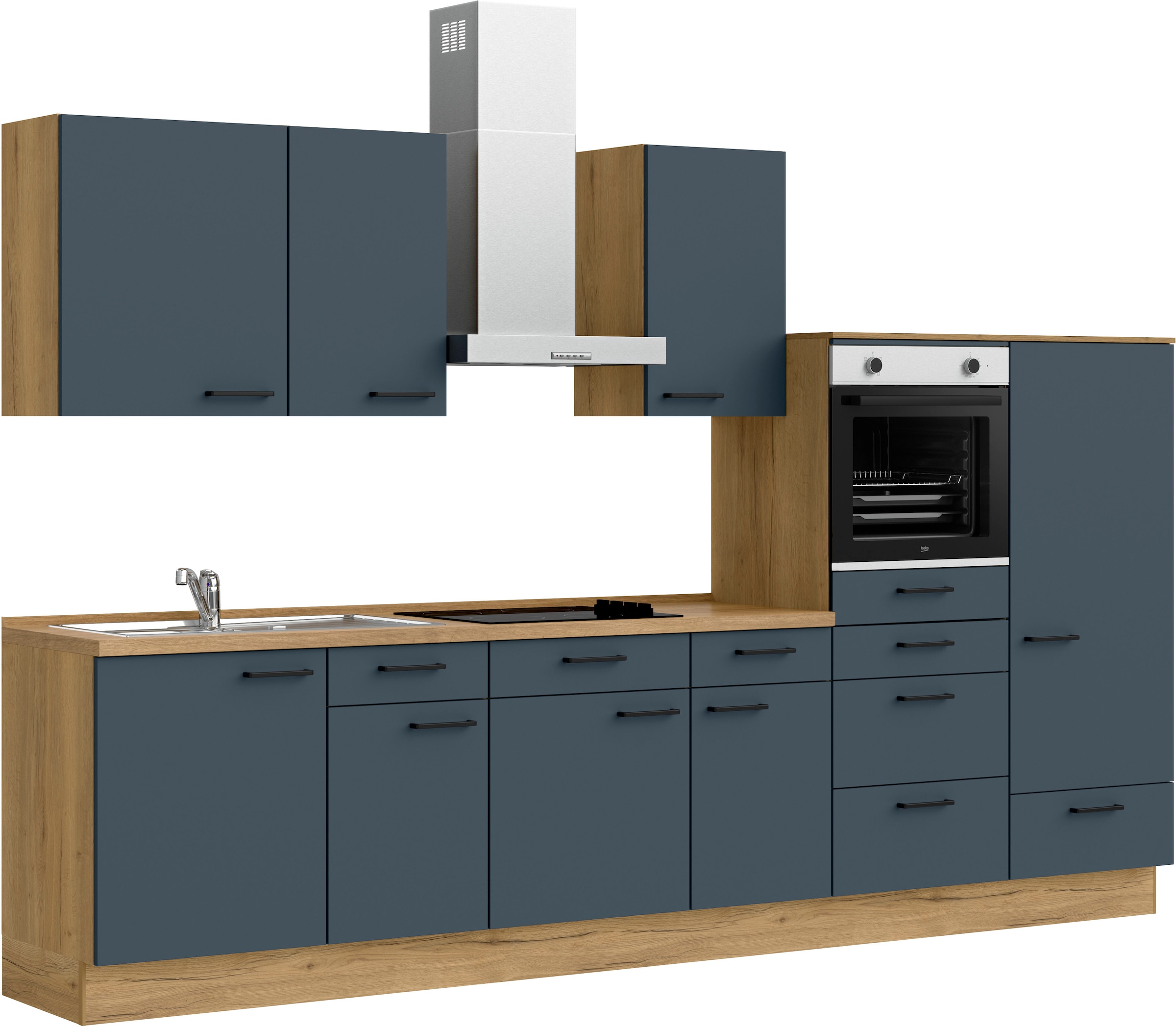 nobilia® Küchenzeile »"Easytouch I"« vormontiert,  Ausrichtung wählbar, Breite 330 cm, wahlw. mit E-Geräten