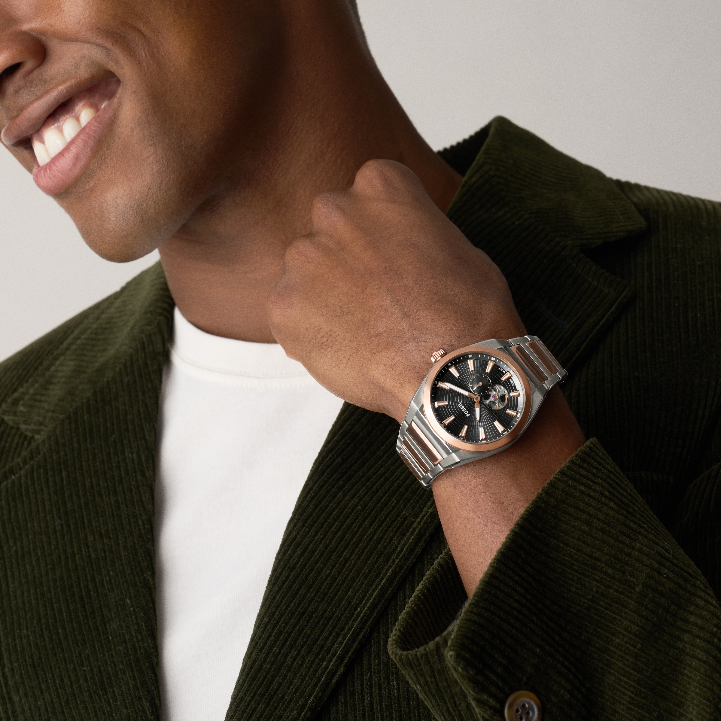 Fossil Automatikuhr »EVERETT« Armbanduhr, Herrenuhr, Mechanische Uhr, Edelstahlarmband, analog