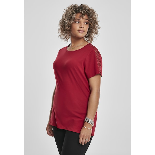 URBAN CLASSICS Kurzarmshirt »Damen Ladies Lace Shoulder Striped Tee«, (1 tlg.)  für bestellen | BAUR