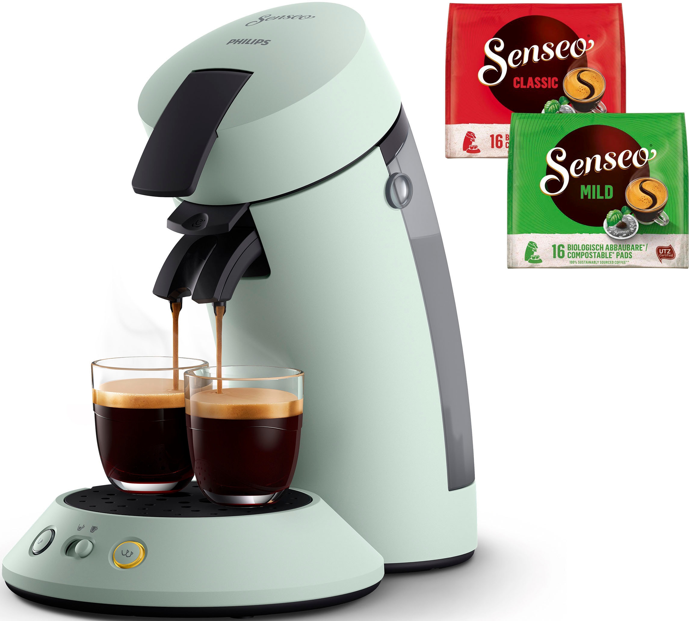 Philips Senseo Kaffeepadmaschine »Original Plus CSA210/20, mit zwei Kaffee-Einstellungen«, aus 28% rec. Plastik, inkl. Gratis-Zugabe (Wert 5 € UVP)