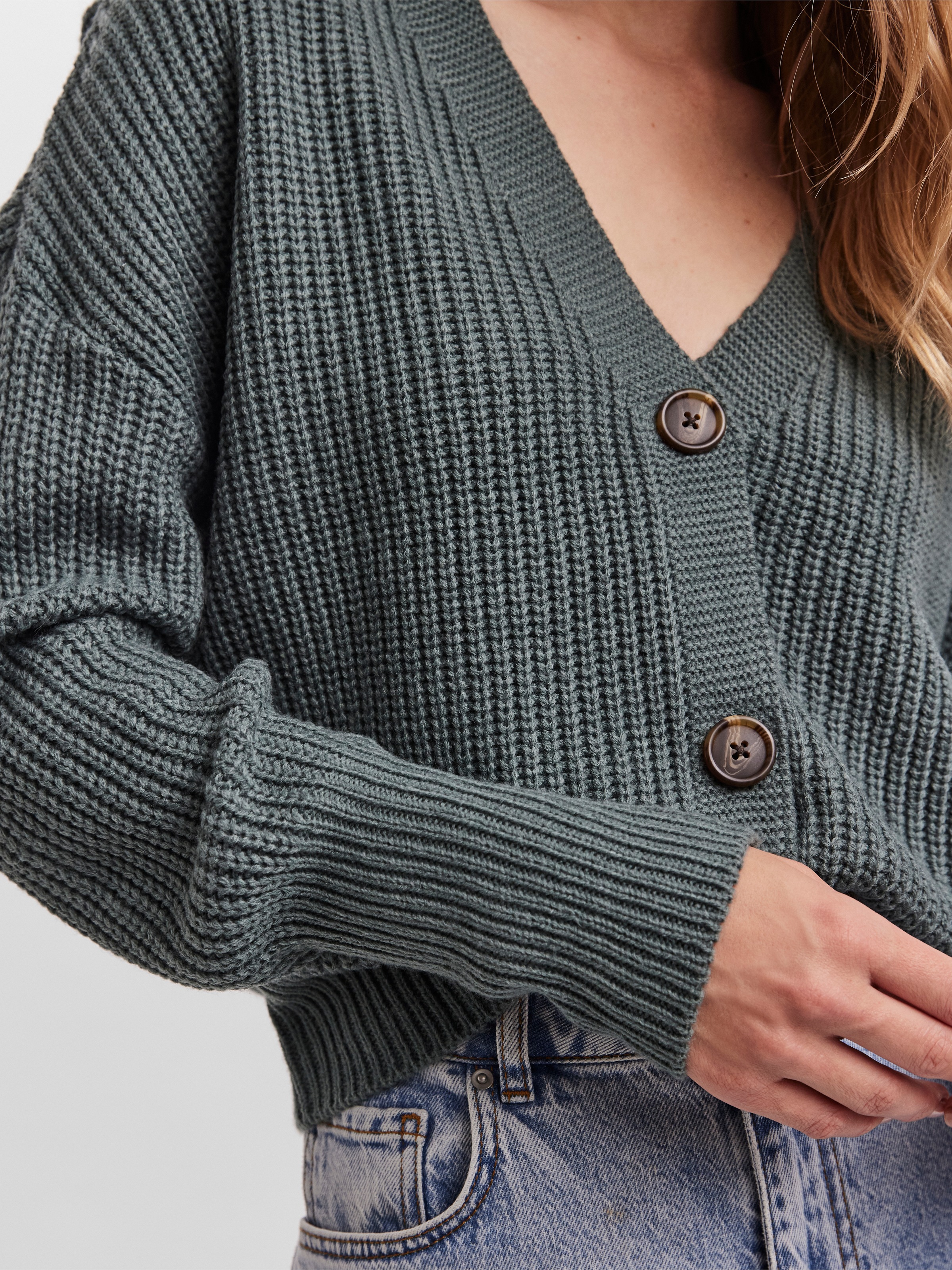 Vero Moda Strickjacke "VMLEA LS V-NECK CUFF CARDIGAN NOOS" Rippstrick günstig online kaufen