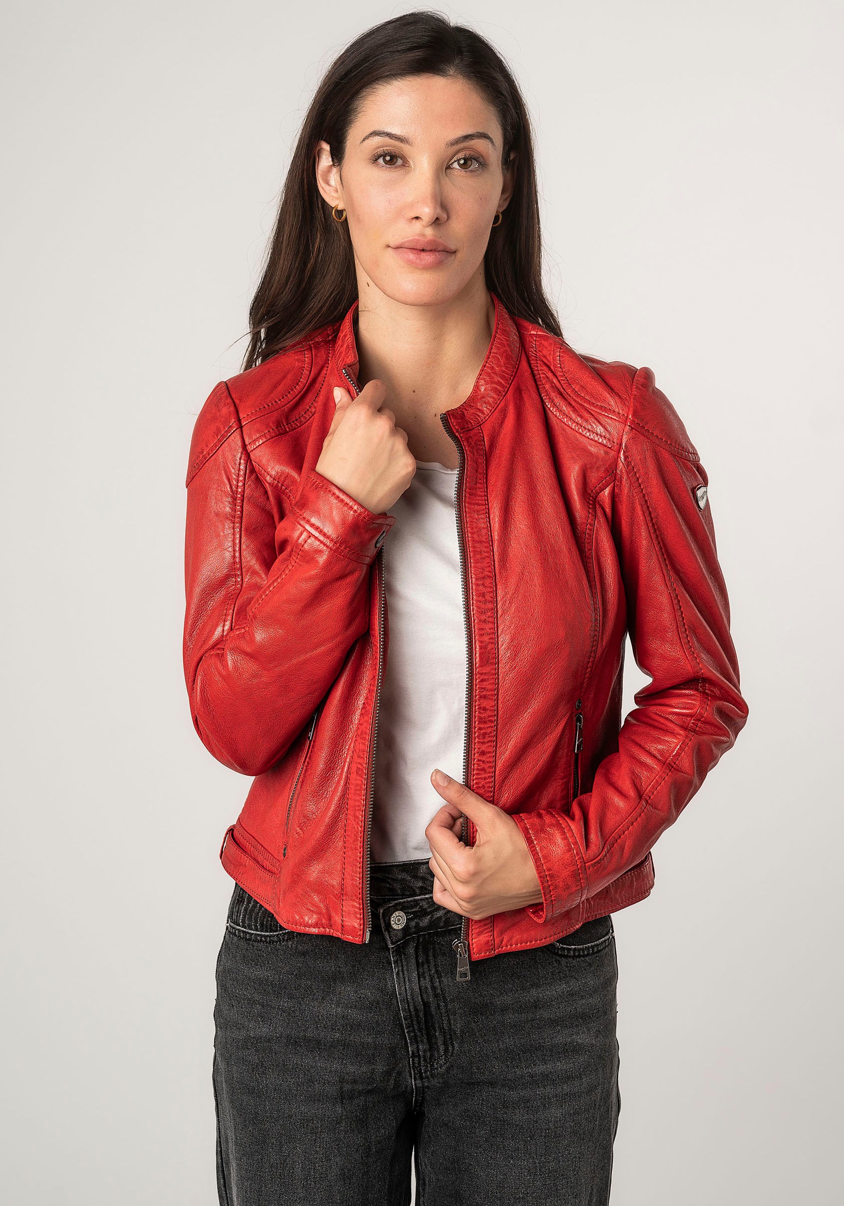 Mauritius Lederjacke "MWAdila", mit Kapuze, mit Stehkragen, Kapuze, betonte günstig online kaufen