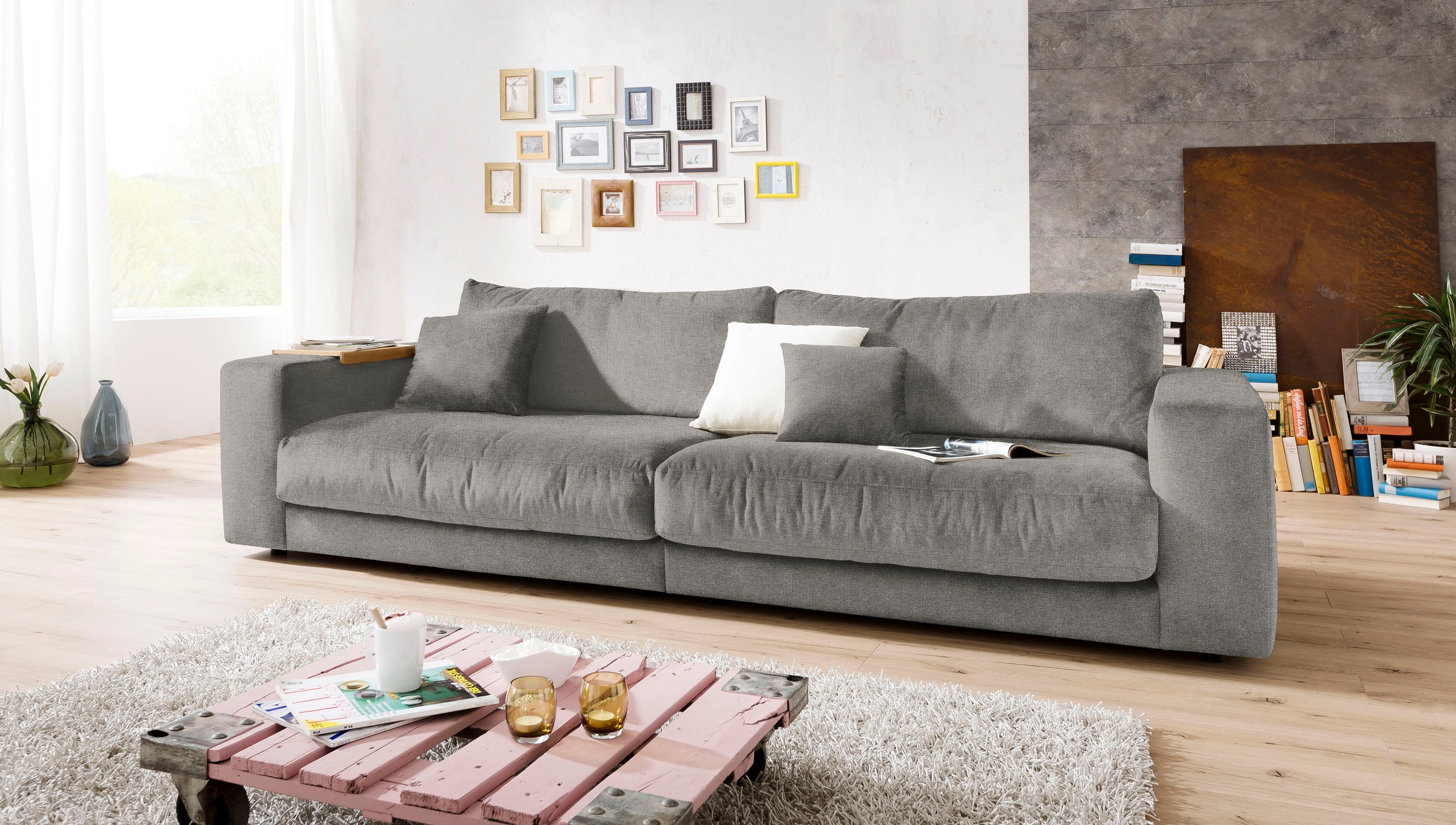 3C Candy Big-Sofa "Enisa II" incl. 1 Flatterkissen, Wahlweise mit Flecken-Schutz-Bezug Easy care