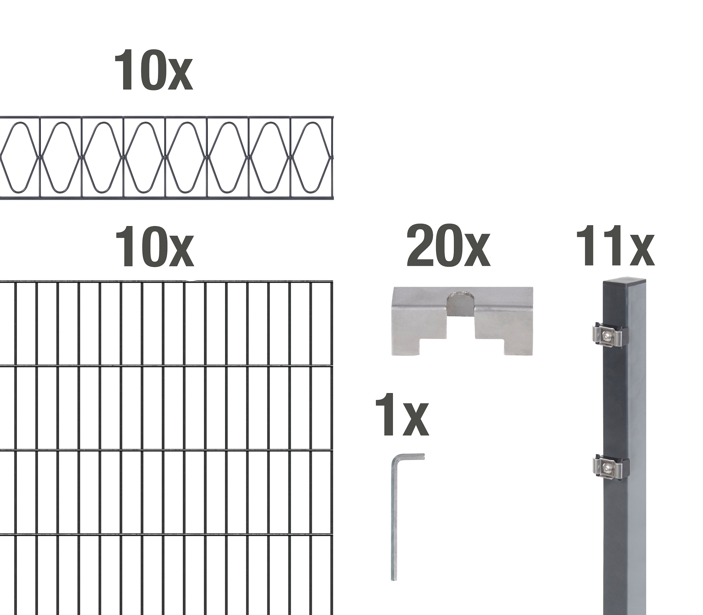 Alberts Doppelstabmattenzaun "Eleganz", anthrazit, Höhe: 100-160cm, Gesamtlänge: 10-20m, zum Einbetonieren