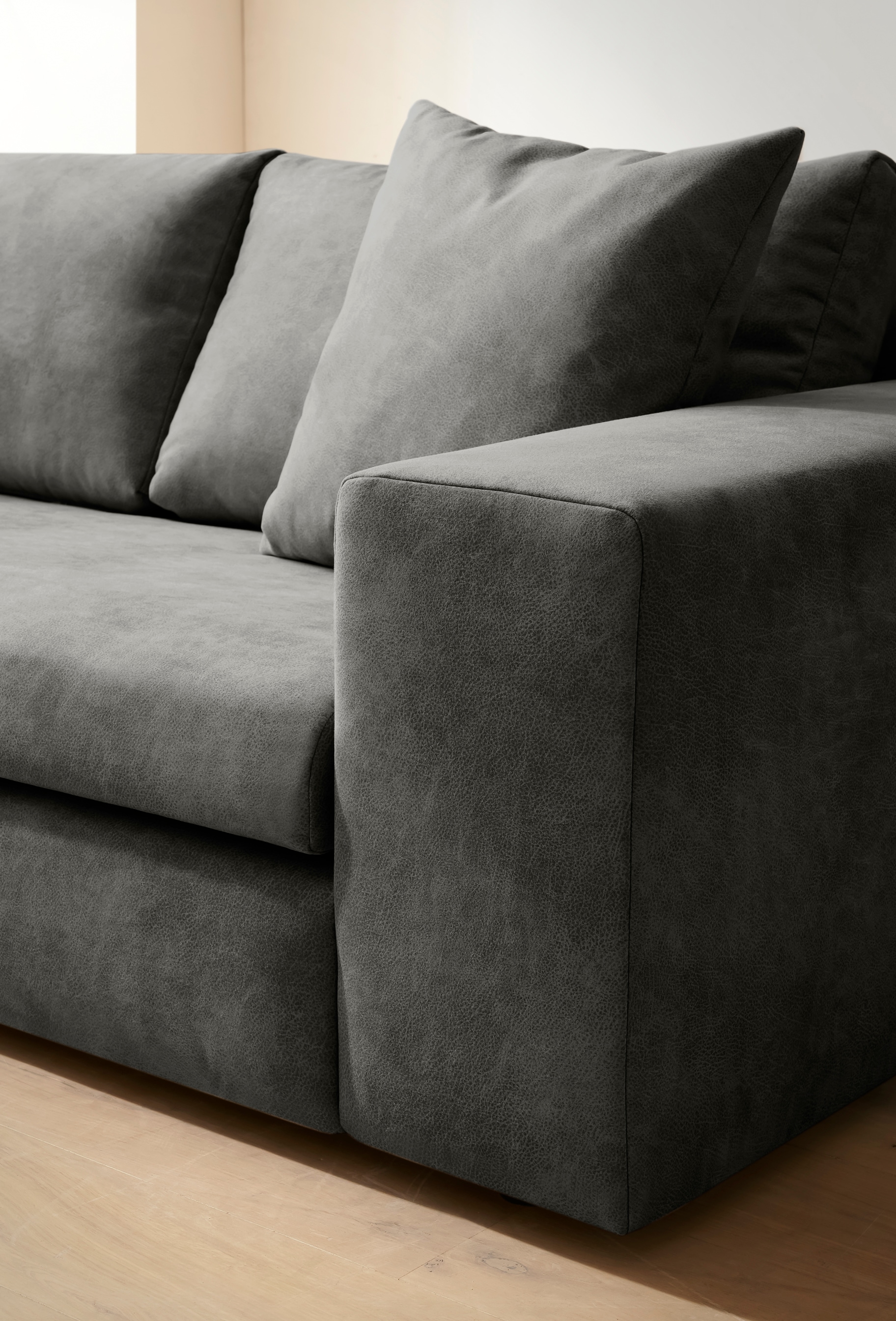 andas 2-Sitzer »SLEETLAND XXL in Samtvelours oder Vintage-Leder-Optik«, besonders groß und bequem