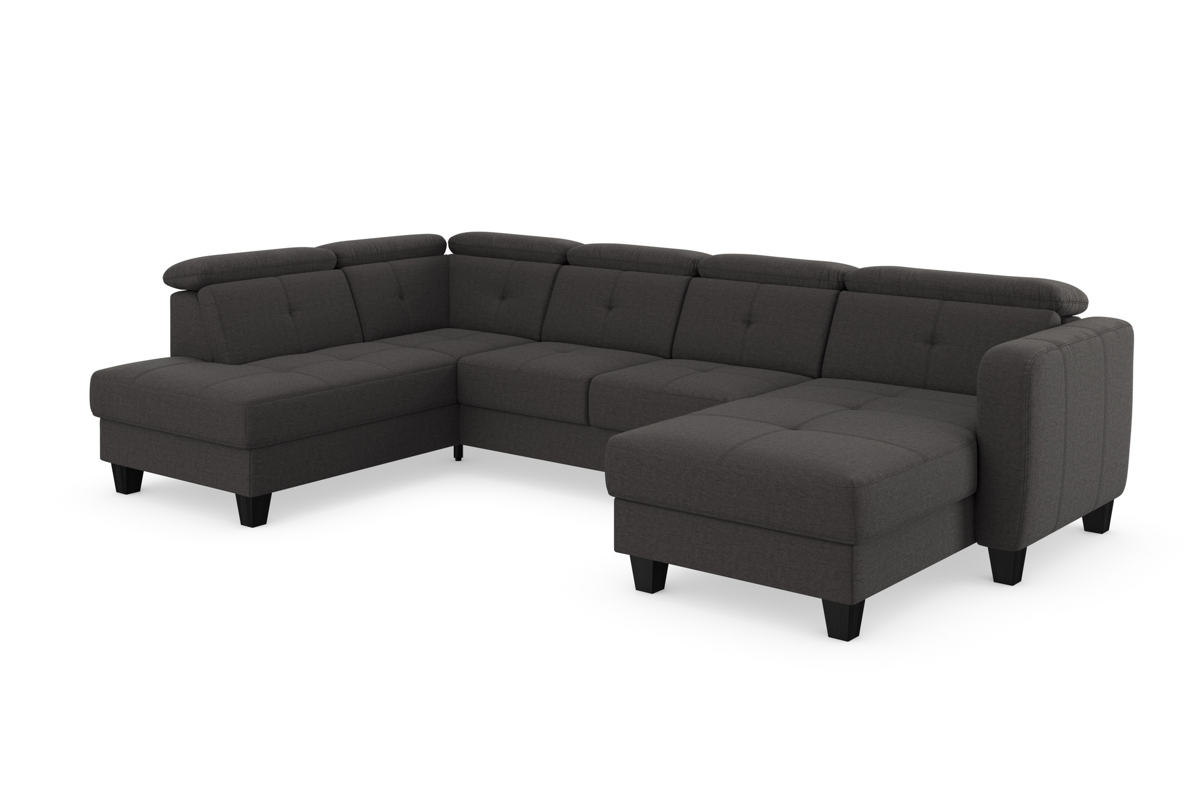 Wohnlandschaft SIT & MORE "Belluci U-Form", grau (fango), B:321cm H:85cm T:195cm, Sofas, Wohnlandschaft, Kopfteilverstellung und Federkern, wahlweise mit Bettfunktion 5
