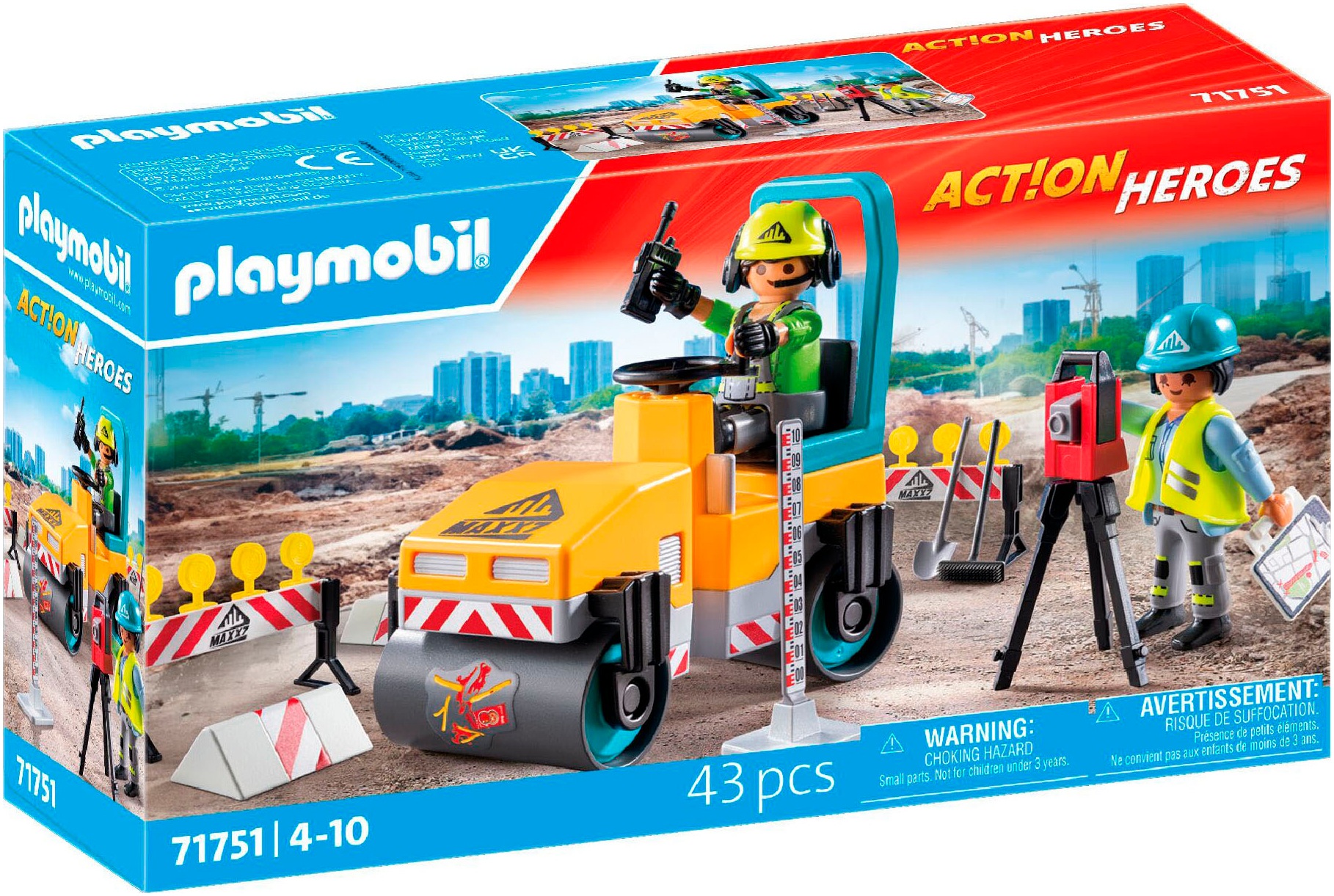 Playmobil® Konstruktions-Spielset »Straßenbaustelle (71751), Playmobil Action Heroes«, (43 St.)