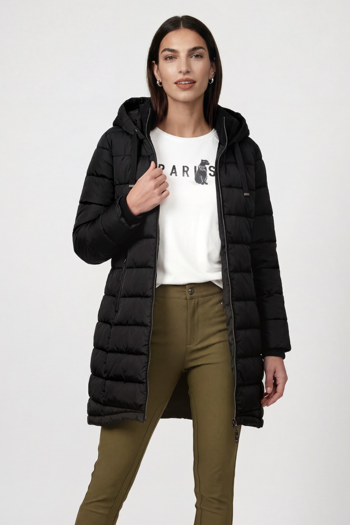 Monari "Mantel Stepp" Regular fit mit Stehkragen und Kapuze