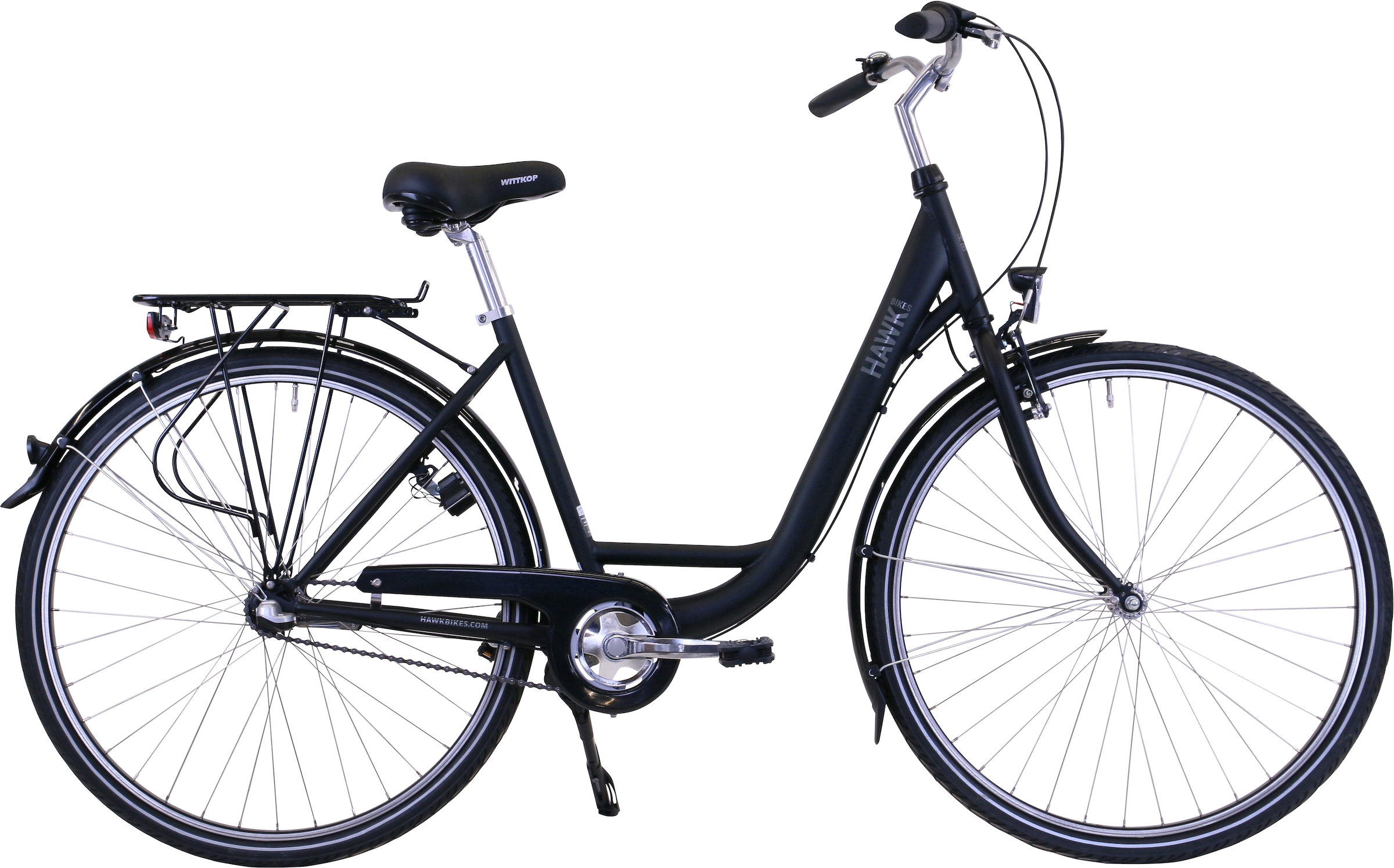 HAWK Bikes Cityrad »HAWK City Wave Premium Black«, 3 Gang, Shimano, Nexus Schaltwerk, für Damen und Herren