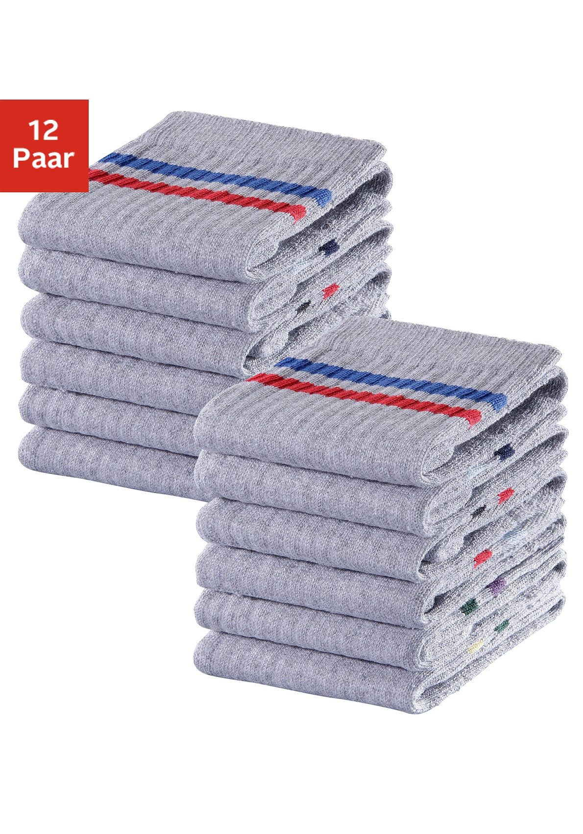 Go in Tennissocken "Damen Herren Kinder Sportsocken mit Ringel aus Atmungsaktive Baumwolle" Packung, 12 Paar tlg. mit Frottee, Kindersocken, Damensocken, Herrensocken