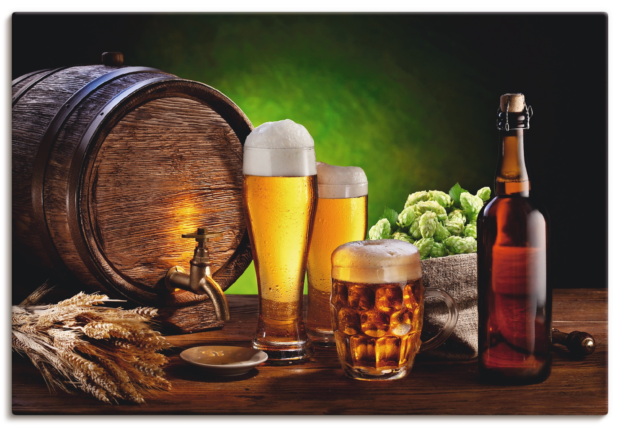 Artland Wandbild »Bier Stillleben«, Getränke, (1 St.), als Alubild, Leinwandbild, Wandaufkleber oder Poster in versch. Größen