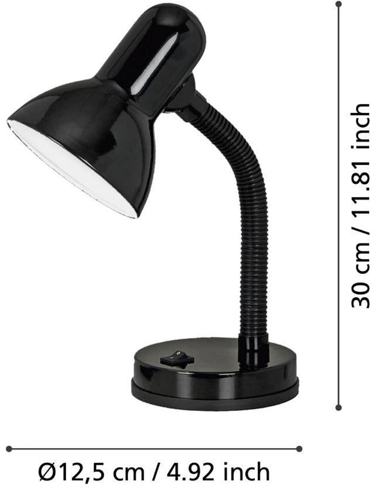 EGLO Tischleuchte »BASIC«, 1 flammig, Leuchtmittel E27 | Leuchtmittel wechselbar-ohne Leuchtmittel, Ø12,5 x H30 cm / exkl. 1 x E27 (je max. 40W) / Wippschalter