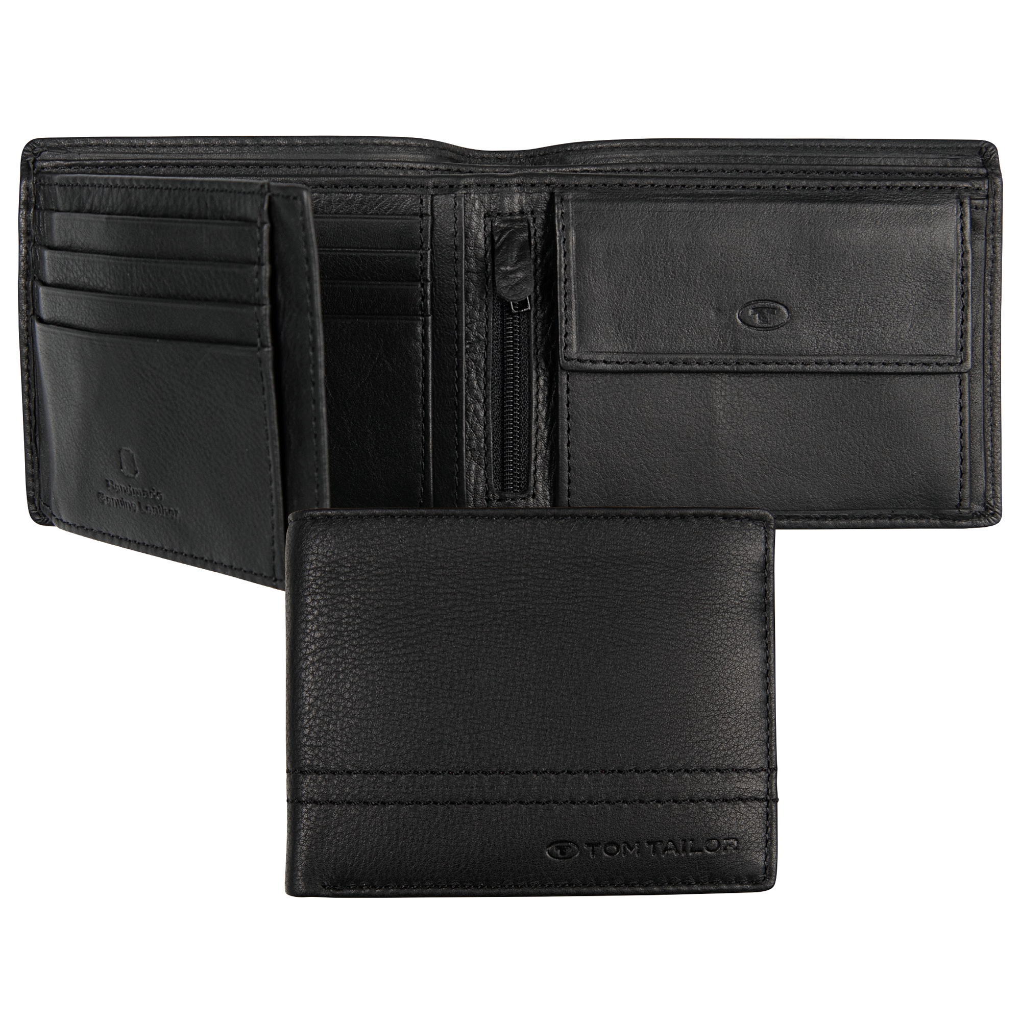 TOM TAILOR Geldbörse »Jerrie« aus kernigem Rindsleder, mutlifunktional und mit umlaufender Ziernaht