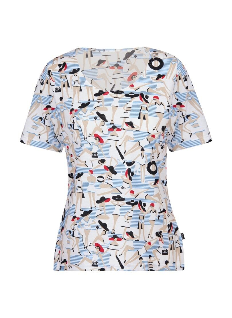 Trigema T-Shirt »TRIGEMA T-Shirt mit weitem Ausschnitt und Druck«