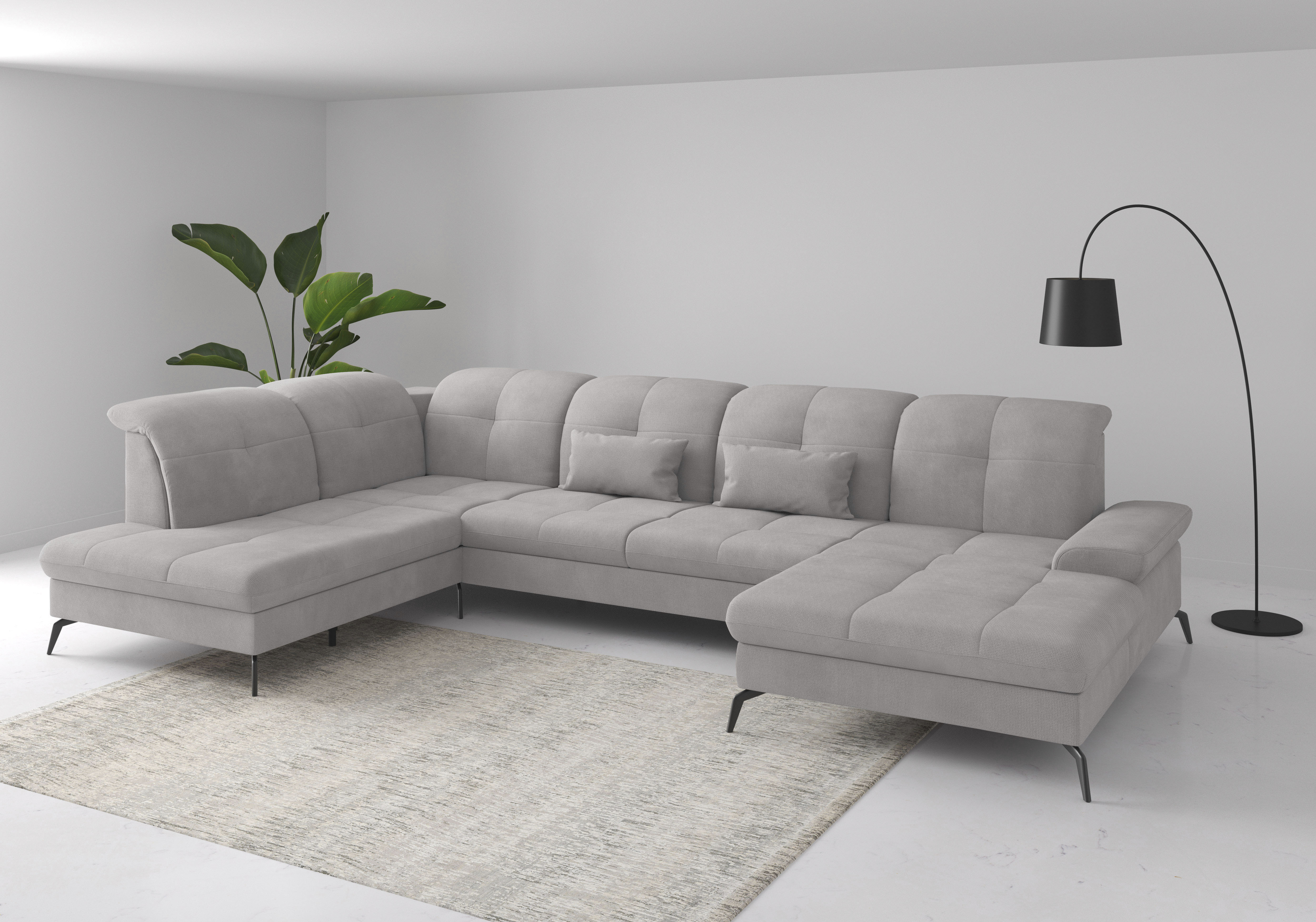 sit&more Wohnlandschaft "Amica, U-Form, inkl. Sitztiefenverstellung und Armteilverstellung" wahlweise mit Kopfteilverstellung, Schlaffunktion und Bettkasten