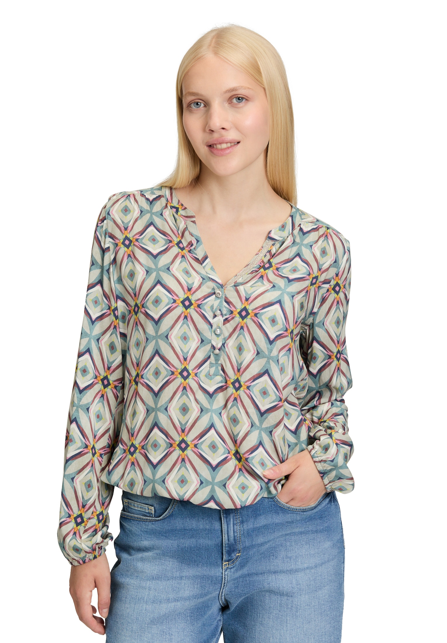Cartoon Schlupfbluse "Cartoon Damen Casual-Bluse mit Muster" günstig online kaufen