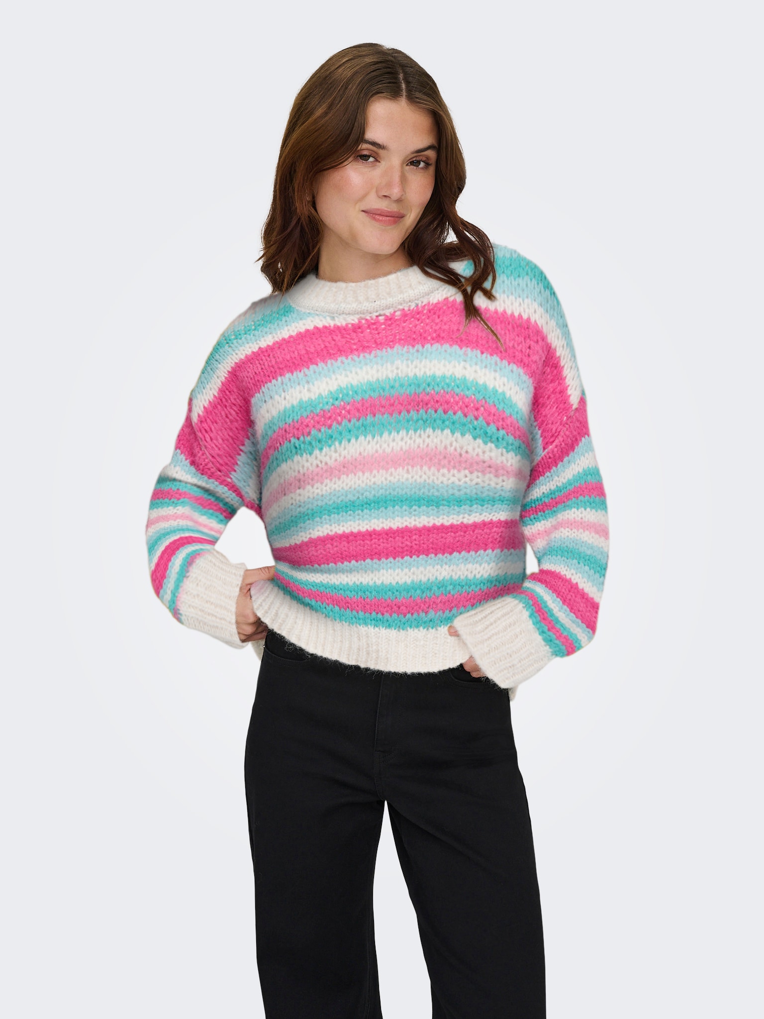 ONLY Strickpullover "ONLALYSSA LIFE LS STRIPE O-NECK CC KNT" günstig online kaufen