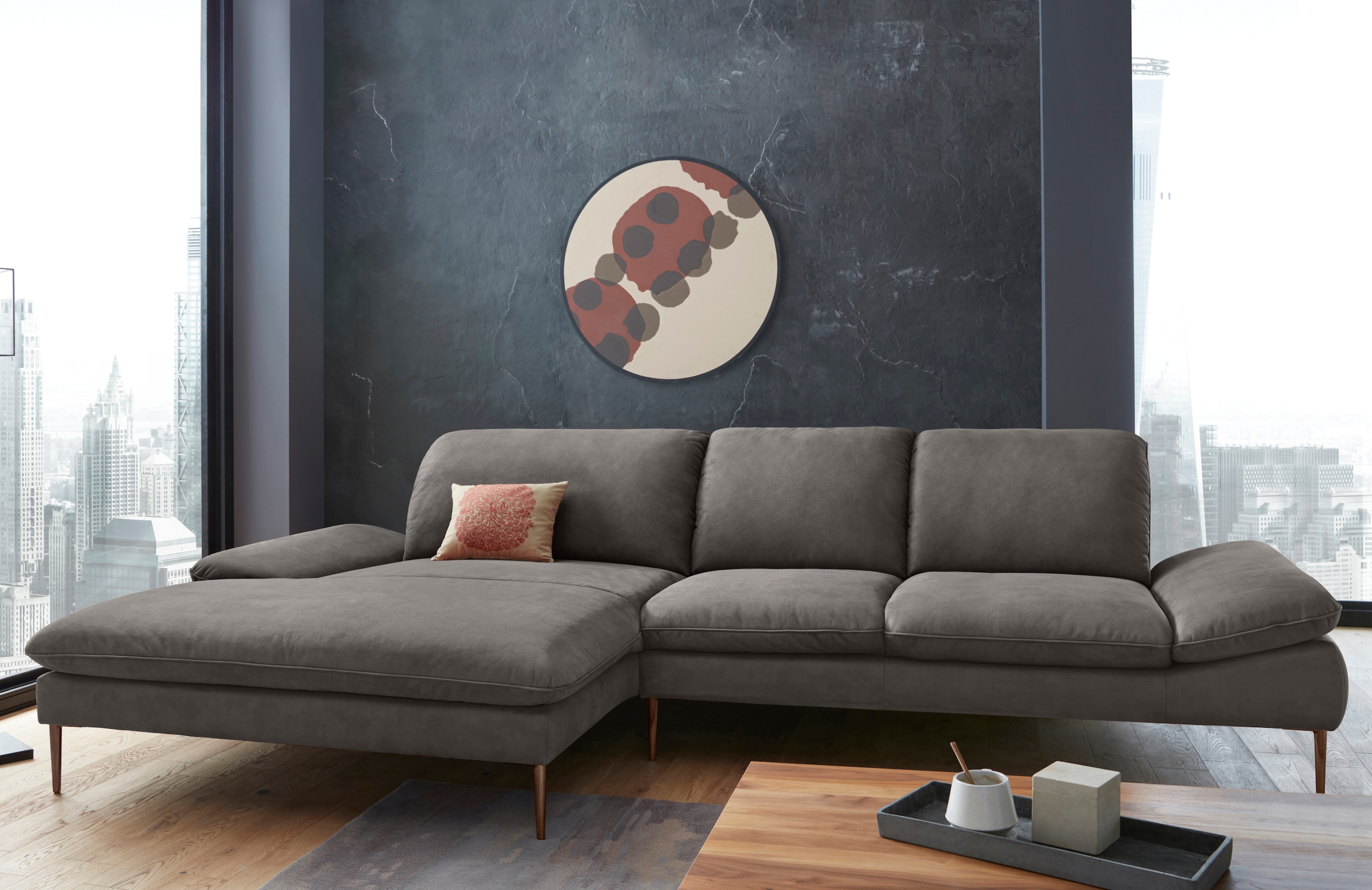 W.SCHILLIG Ecksofa "enjoy&MORE, Designsofa, bequem, elegant und zeitlos, L-Form" Sitztiefenverstellung, Füße bronze pulverbeschichtet, Breite 340 cm