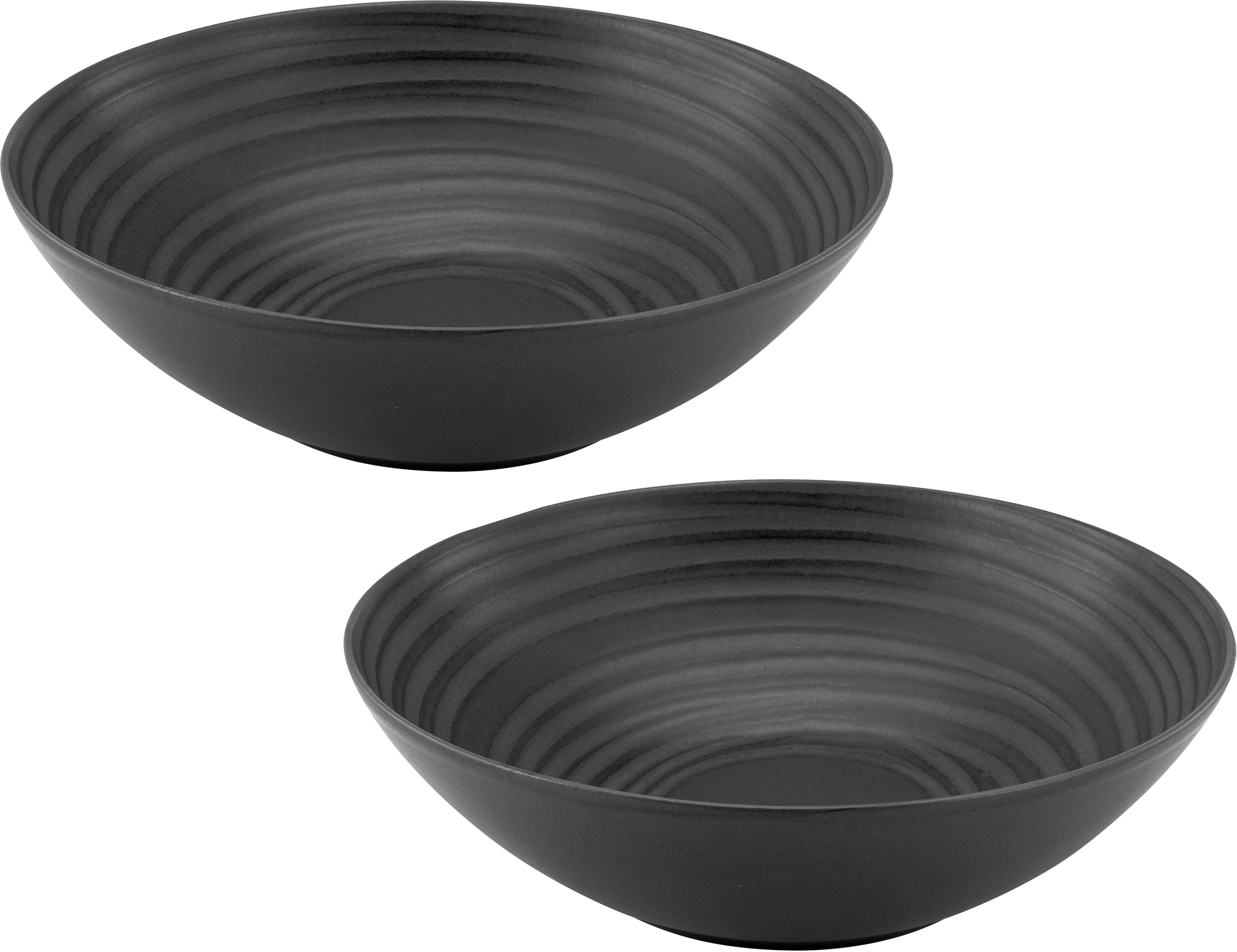 CreaTable Schale "Lava Stone", 2 tlg., aus Steinzeug, Salatschüssel, Servierschale, Ø 24 cm, schwarz, Made in Europe