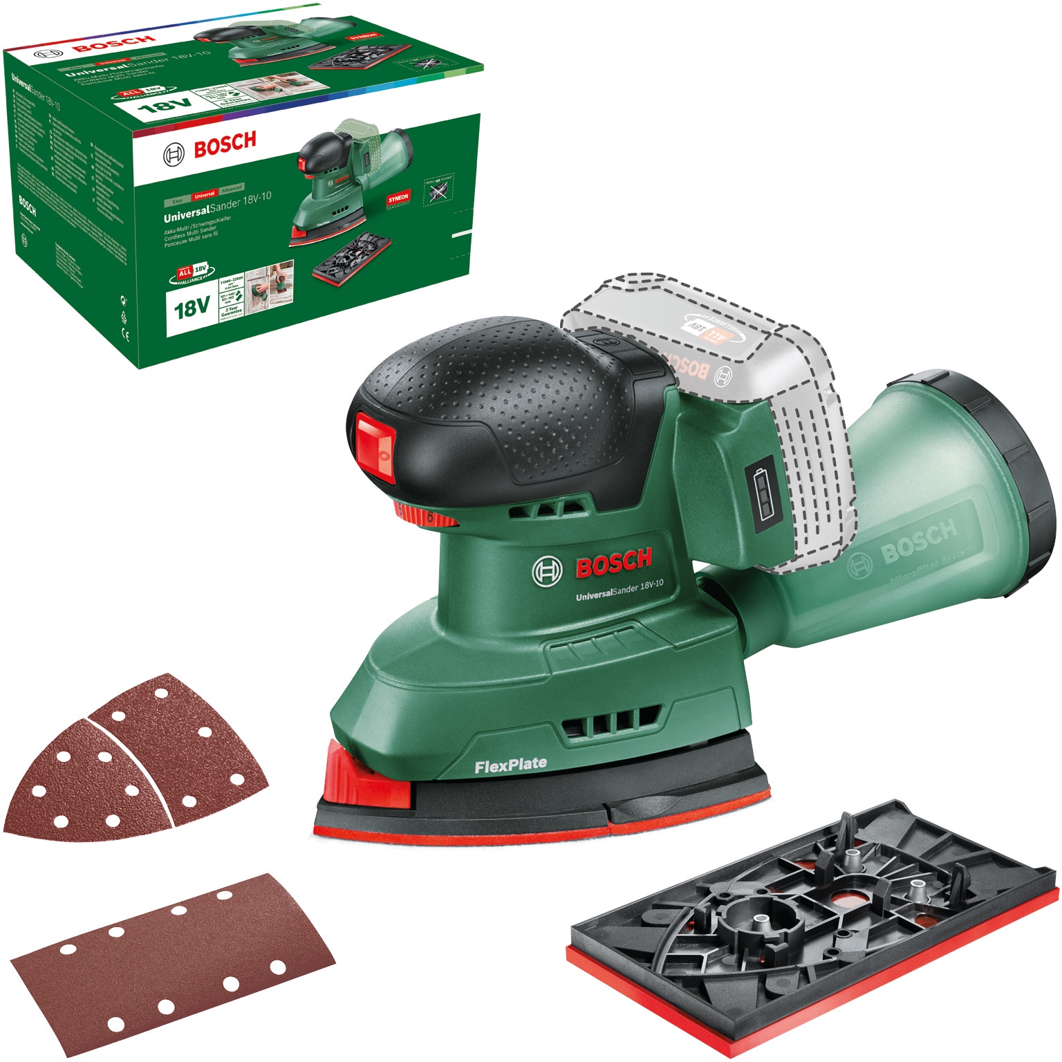 Bosch Home & Garden Akku-Multischleifer »UniversalSander 18V-10 - solo«, ohne Akku und Ladegerät