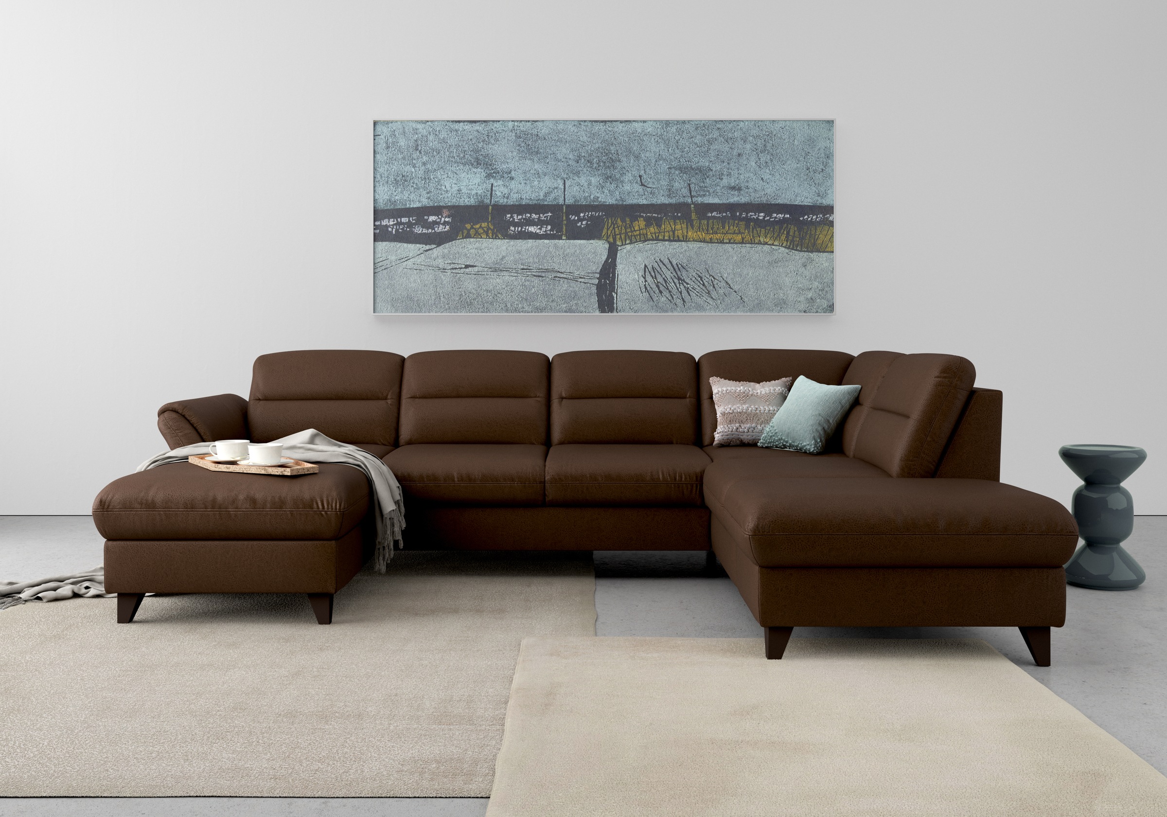 sit&more Wohnlandschaft "Mellum U-Form" Federkern, wahlweise mit Schlaffunktion, Stauraum und Armteilfunktion