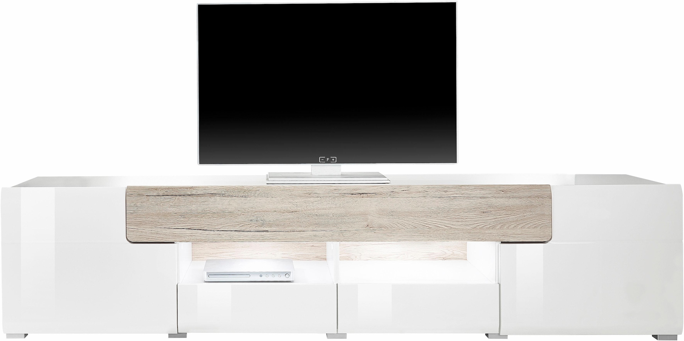 INOSIGN Lowboard »Toledo,Breite 209cm, trendige TV-Schrank mit dekorative Fräsungen«, TV-Board ohne Beleuchtung, TV-Kommode mit viel Stauraum