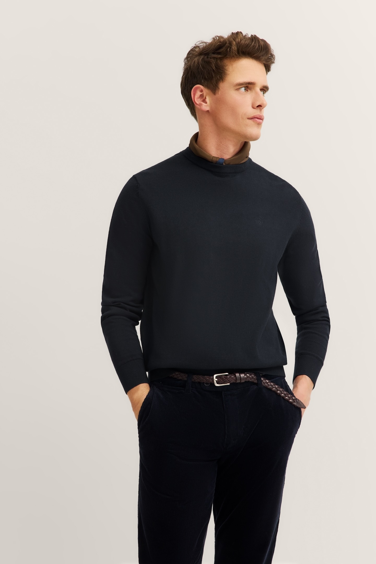bugatti Rundhalspullover "Regular Fit", aus Baumwolle-Kaschmir-Mix günstig online kaufen