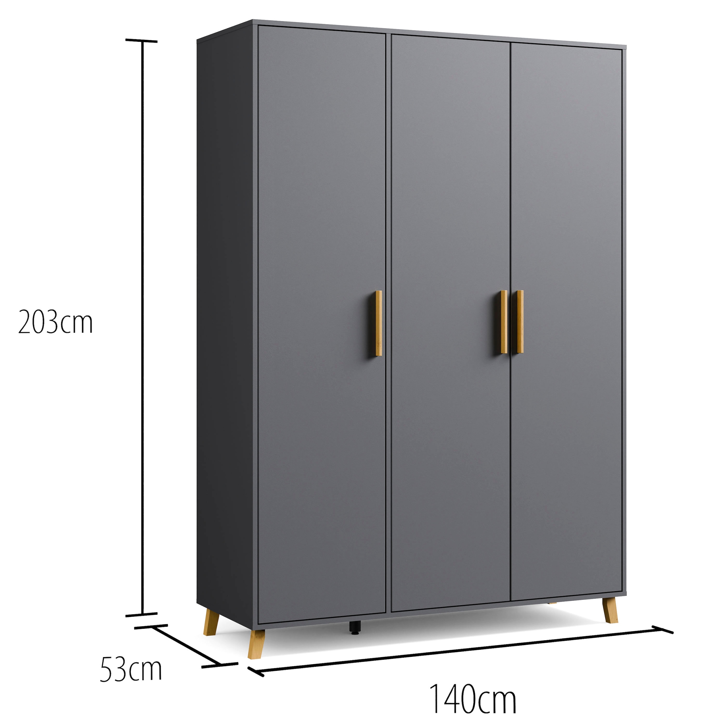 rauch Drehtürenschrank »Kleiderschrank Schrank Garderobe Wäscheschrank SHINJO«, (in 3 verschiedenen Ausstattungen BASIC/CLASSIC/PREMIUM), Griffe und Füße aus Massivholz, viel Stauraum MADE IN GERMANY