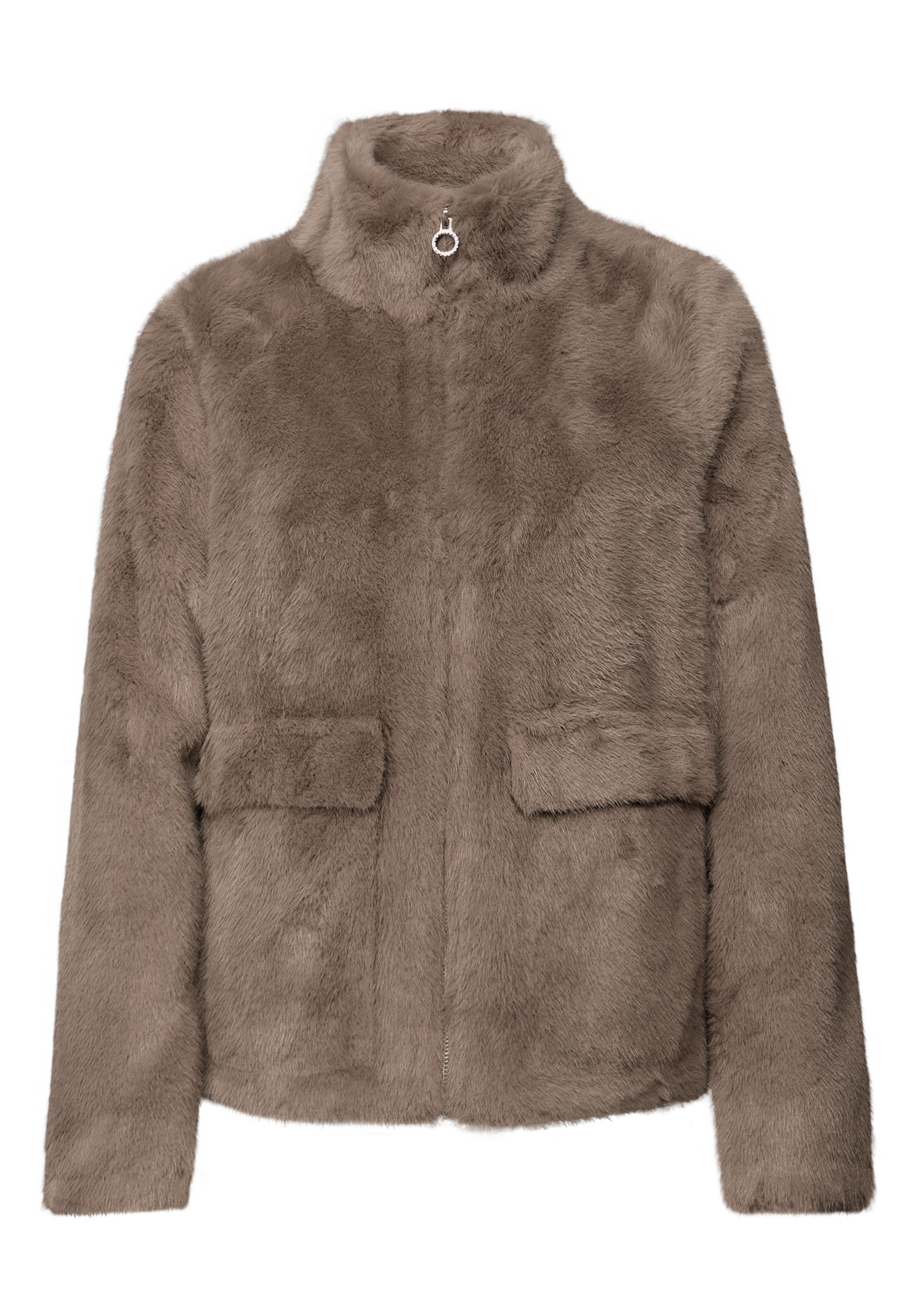 STREET ONE Fellimitatjacke, ohne Kapuze, mit Stehkragen