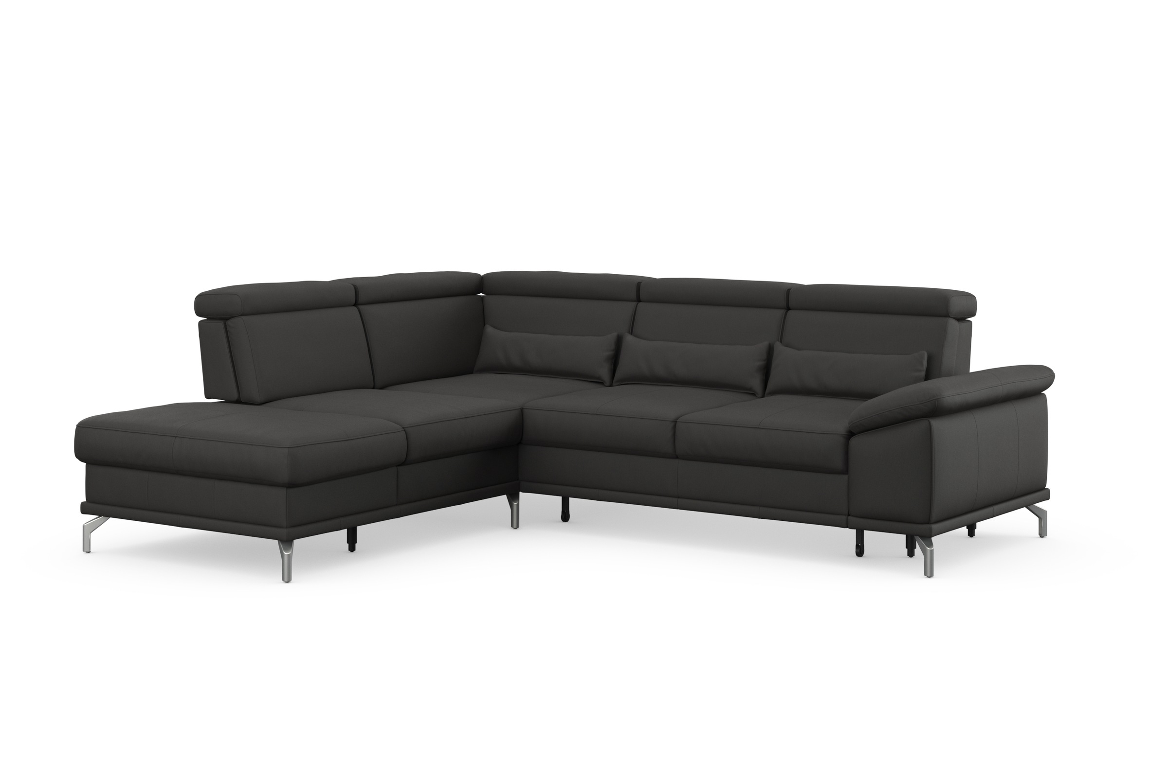 sit&more Ecksofa »Cabrio L-Form, mit Sitztiefenverstellung, Arm- und Kopfteilverstellung«, 3 Nierenkissen, Federkern, optional Bettfunktion und Stauraum