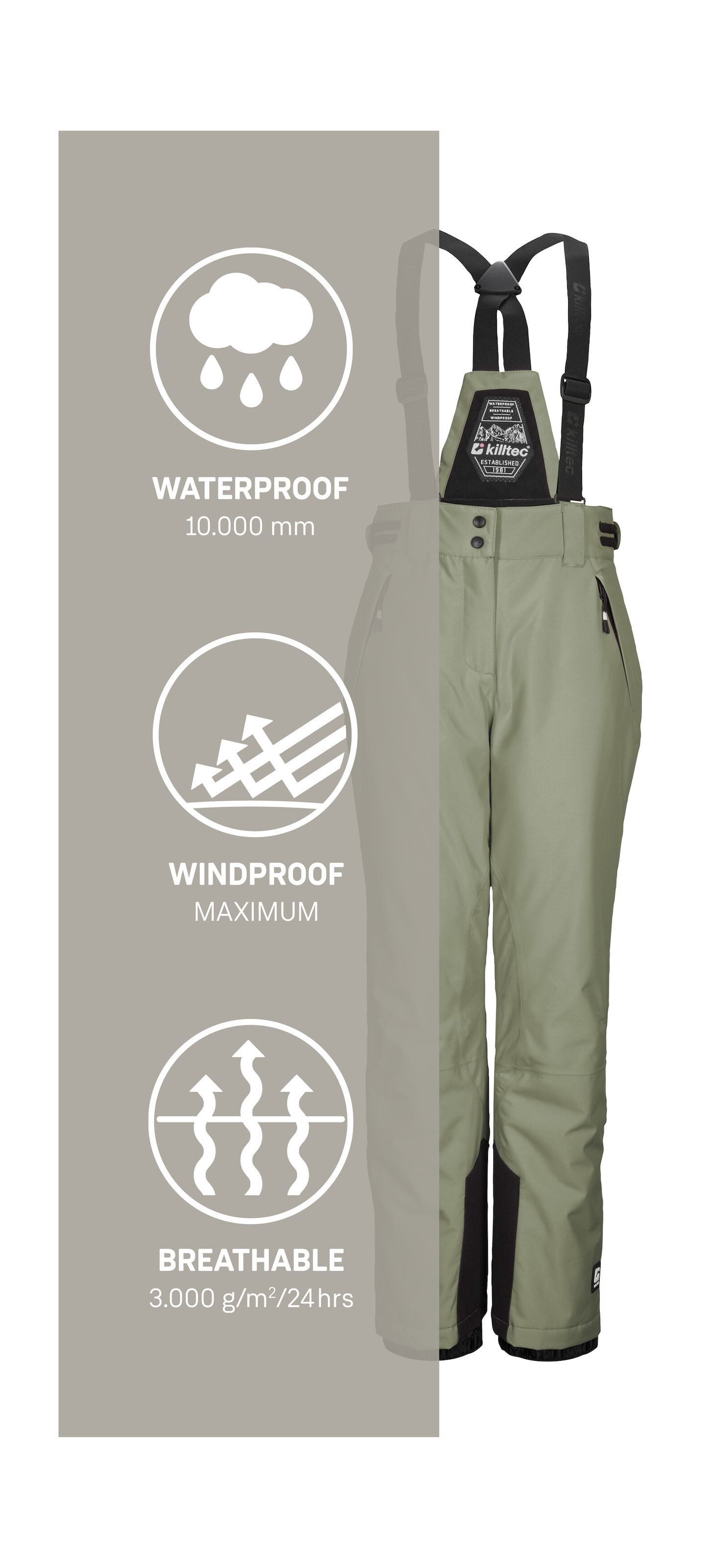 Killtec Skihose »KSW 213 GRLS SKI PNTS«, Wasserdichte, atmungsaktive Skihose mit verstellbarer Taille