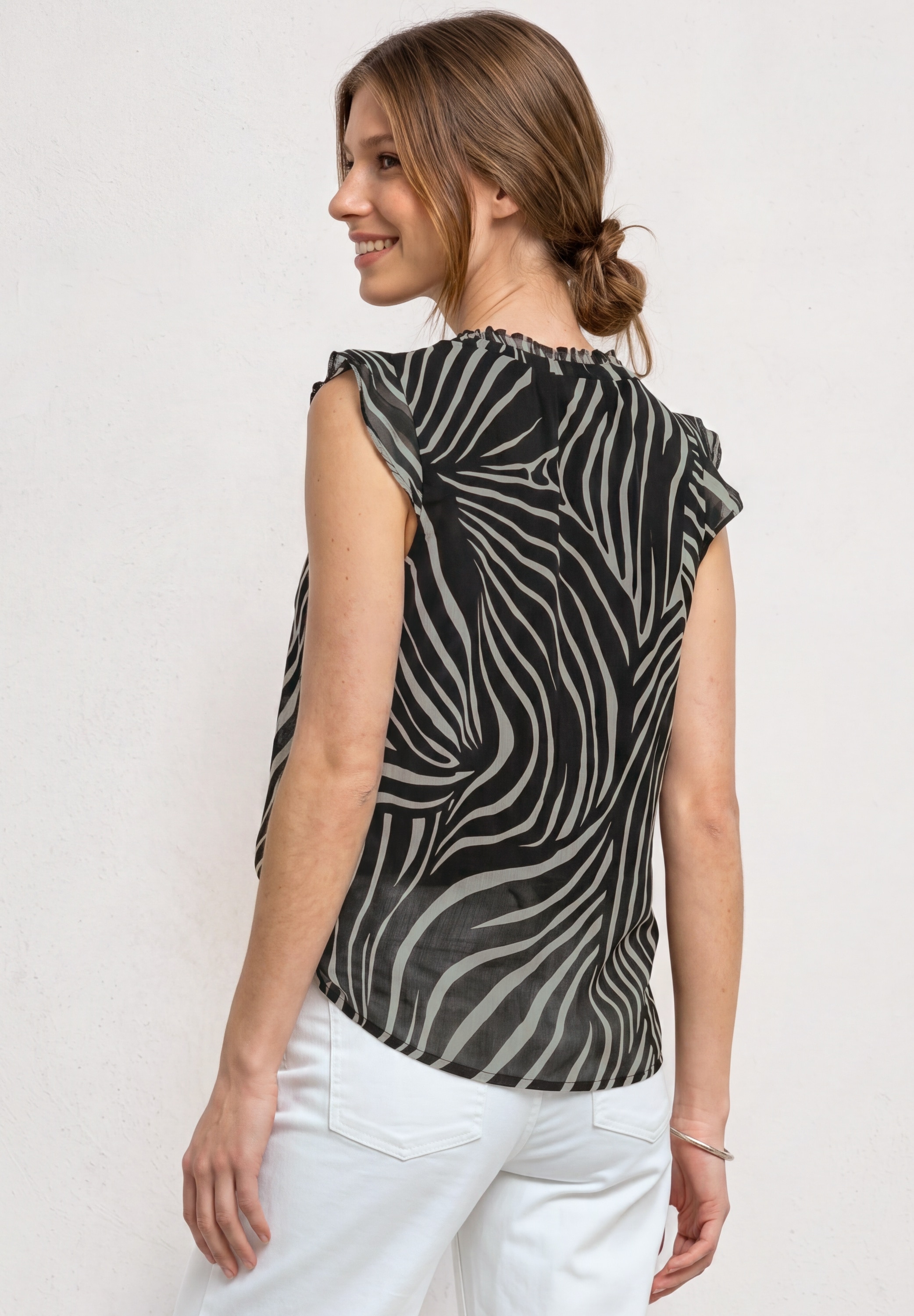 STREET ONE Blusentop mit Chiffon-Layer