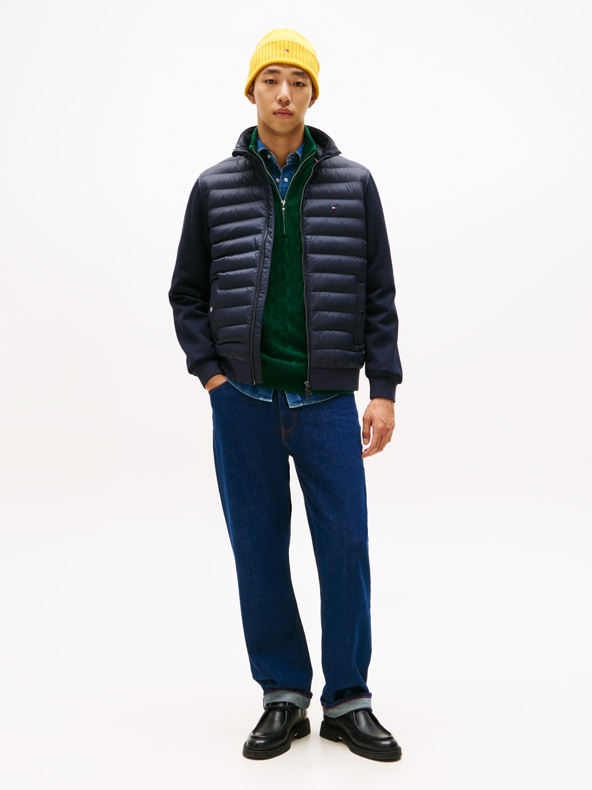 Tommy Hilfiger Sweatjacke »MIX MEDIA«, Stehkragen, Regular Fit, mit gesteppten Einsatz
