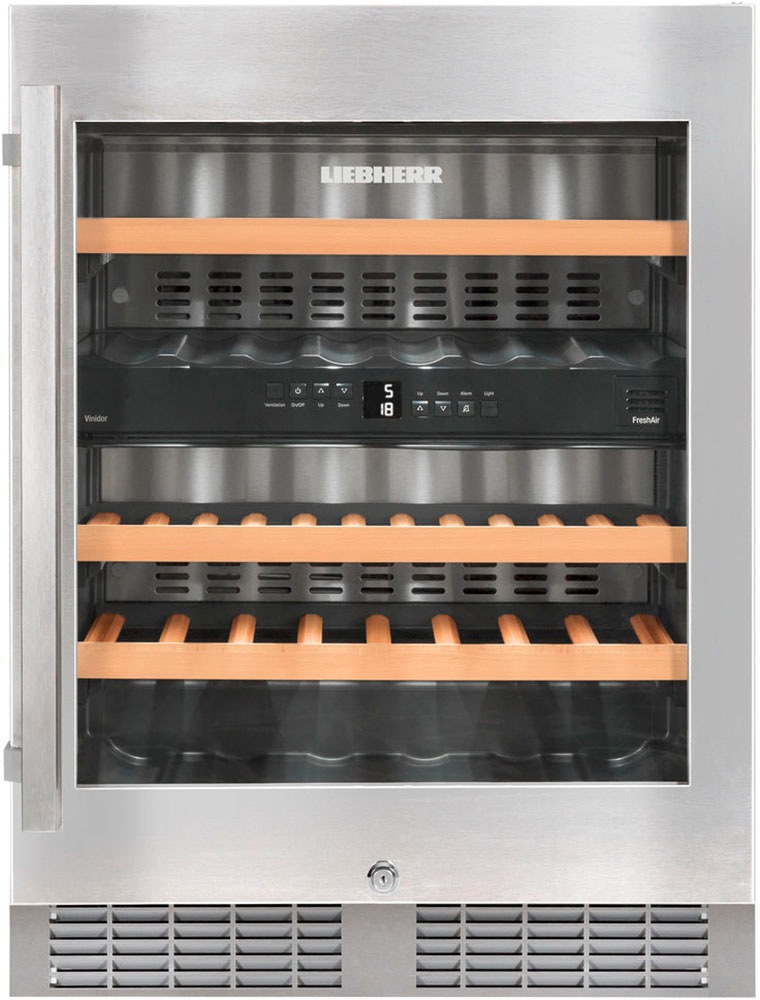 Liebherr Unterbauweintemperierschrank »UWTes 1672 Vinidor«, für 34 St. Standardflaschen á 075l, FreshAir-Aktivkohlefilter, LED-Beleuchtung