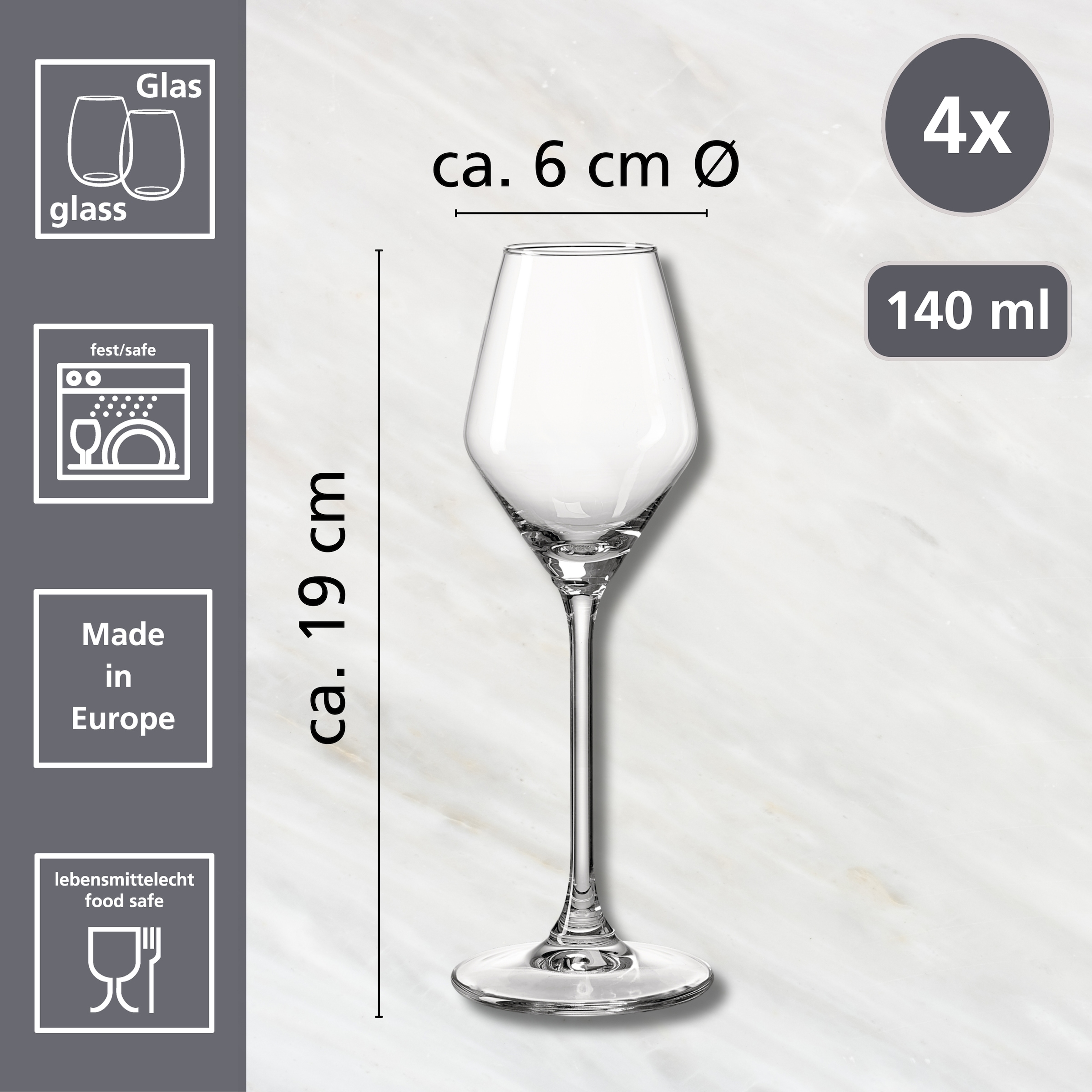 Ritzenhoff & Breker Likörglas »Rumba«, (Set, 4 tlg.), 4er Set, je 140 ml