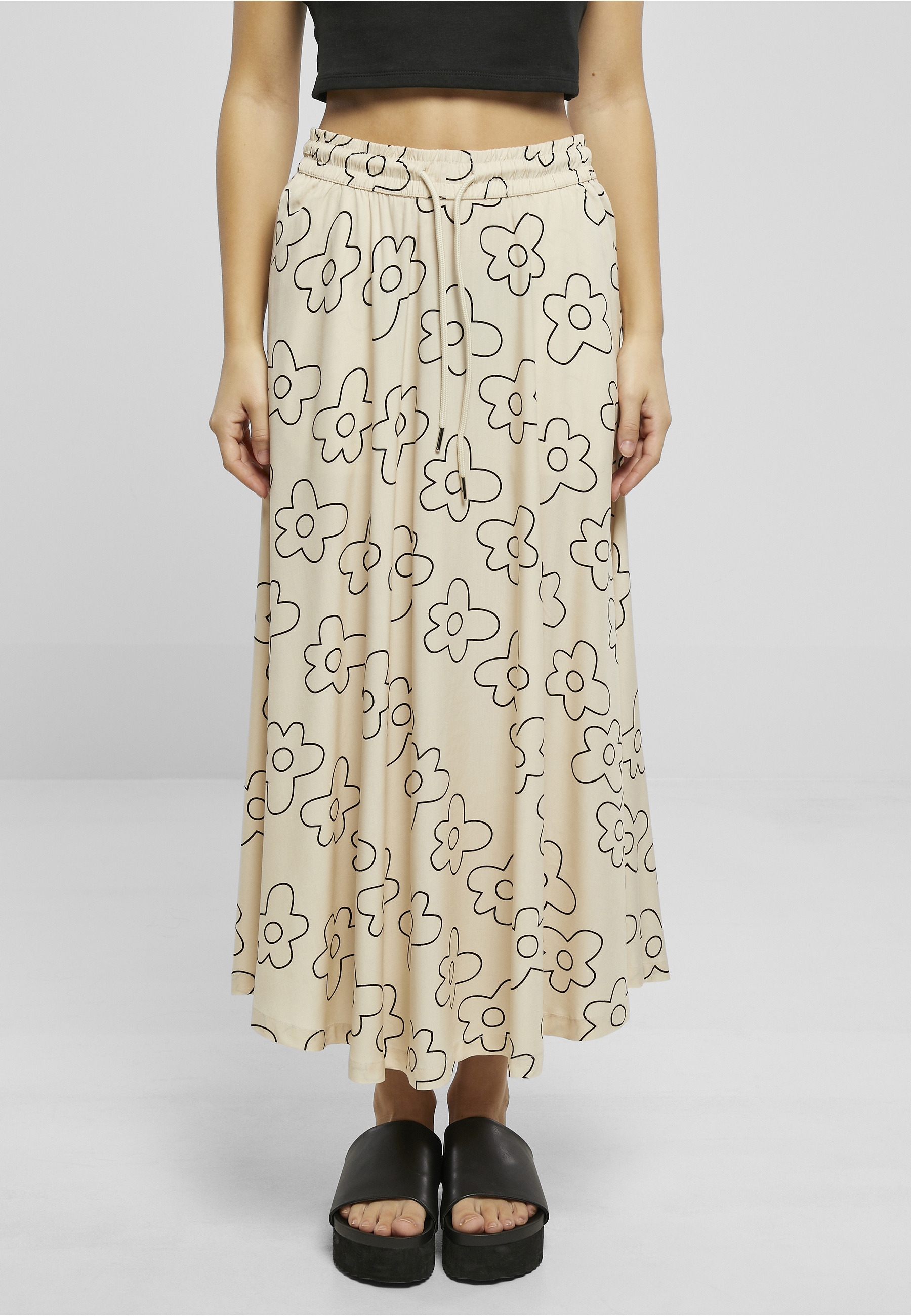 URBAN CLASSICS Jerseyrock »Urban Classics Damen Ladies Viscose Midi Skirt« 1 Stk.